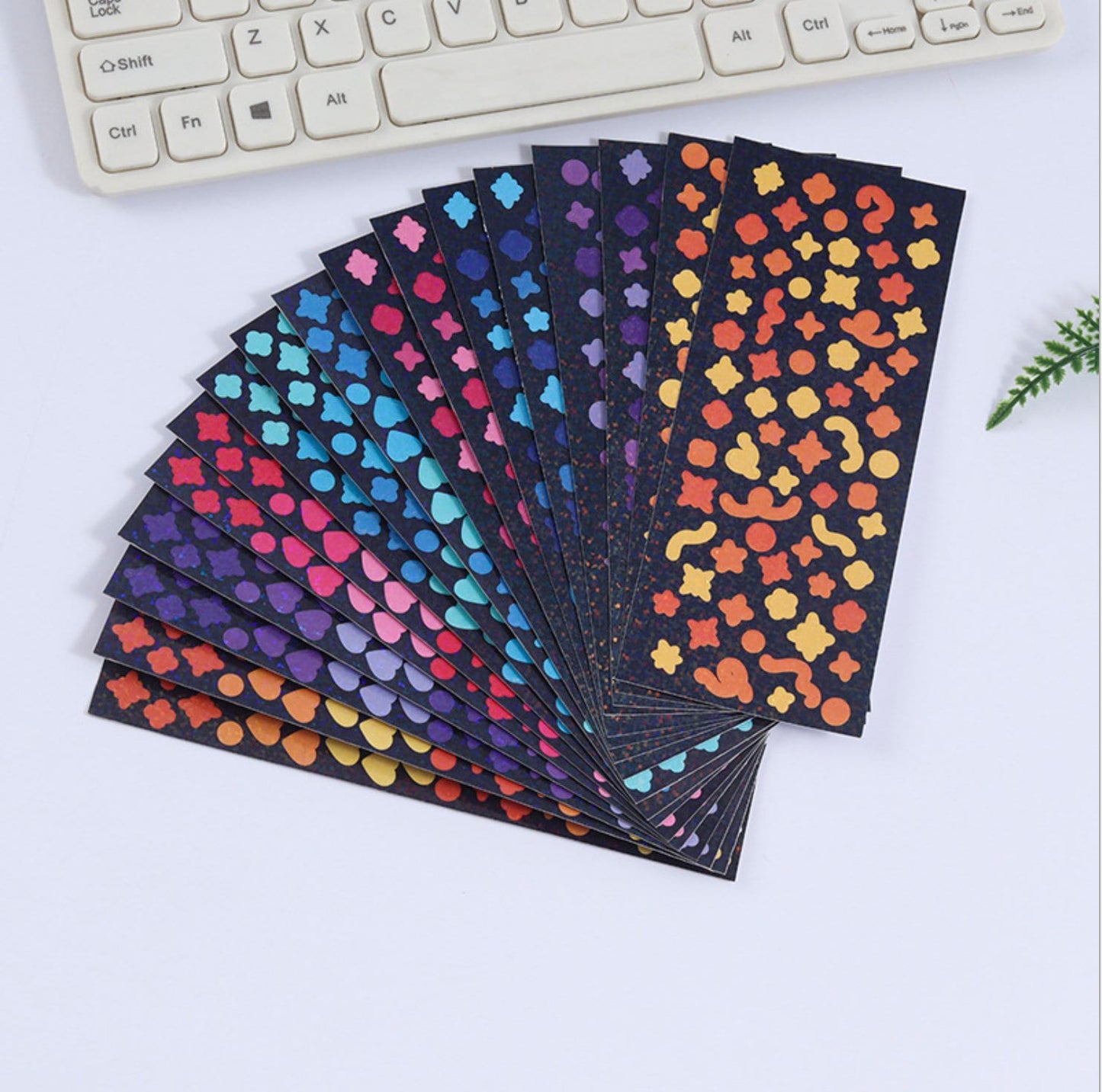 Cute Holographic Heart Clover Ribbon Dots Sticker Sheets, Crafts, Scrapbooking, Diary, Journal, DIY,