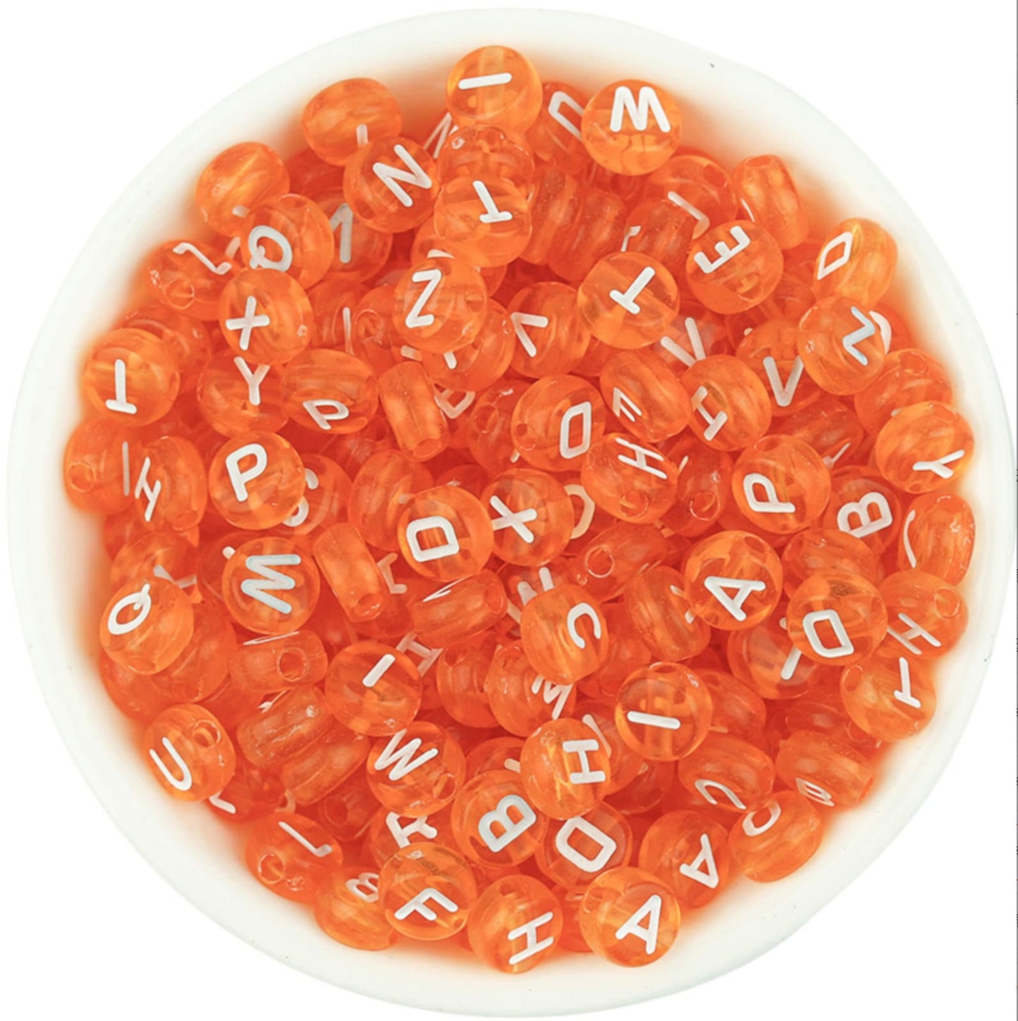 7MM Transparent Orange Acrylic Letter Beads (200pc/400pc)