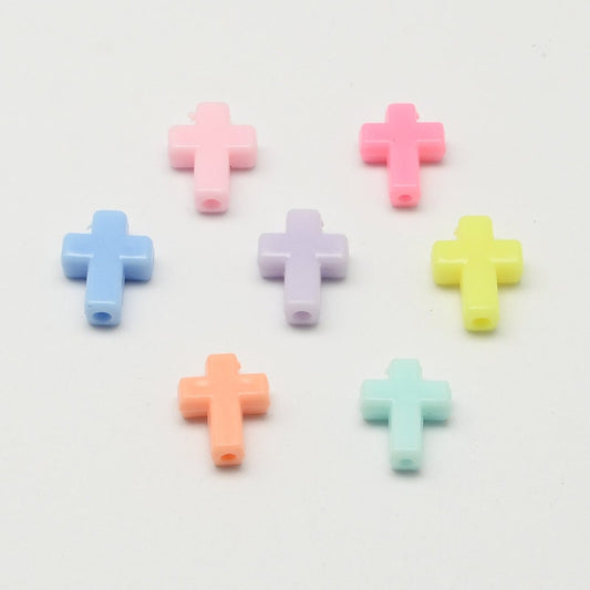 17MM Pastel Acrylic Cross Spacer Beads