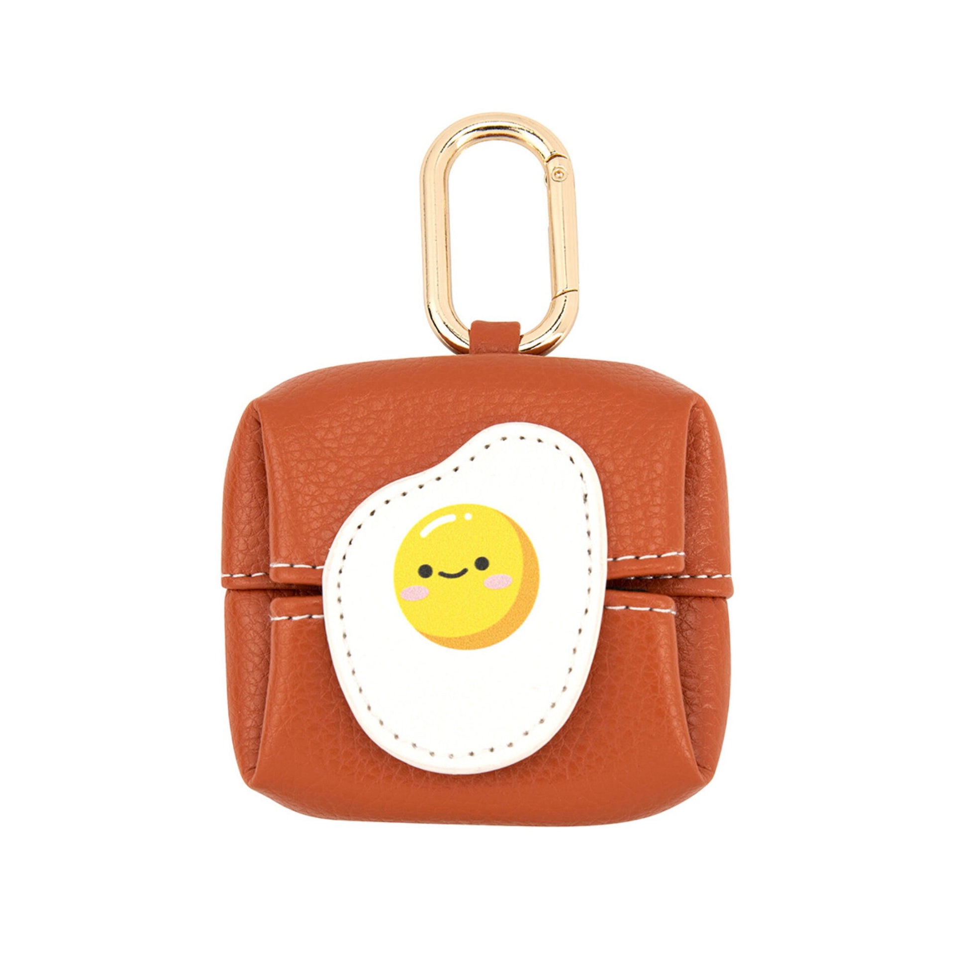 Cute Food Themed AirTag, Small Accessory Bag with Clasp (Egg, Bread, Lemon, Carrot, Strawberry, Pineapple, Avocado)