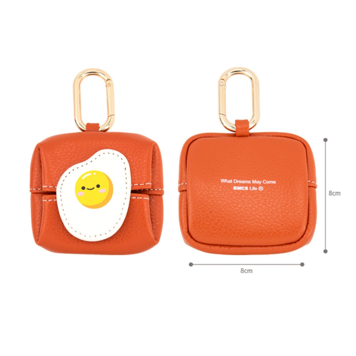 Cute Food Themed AirTag, Small Accessory Bag with Clasp (Egg, Bread, Lemon, Carrot, Strawberry, Pineapple, Avocado)