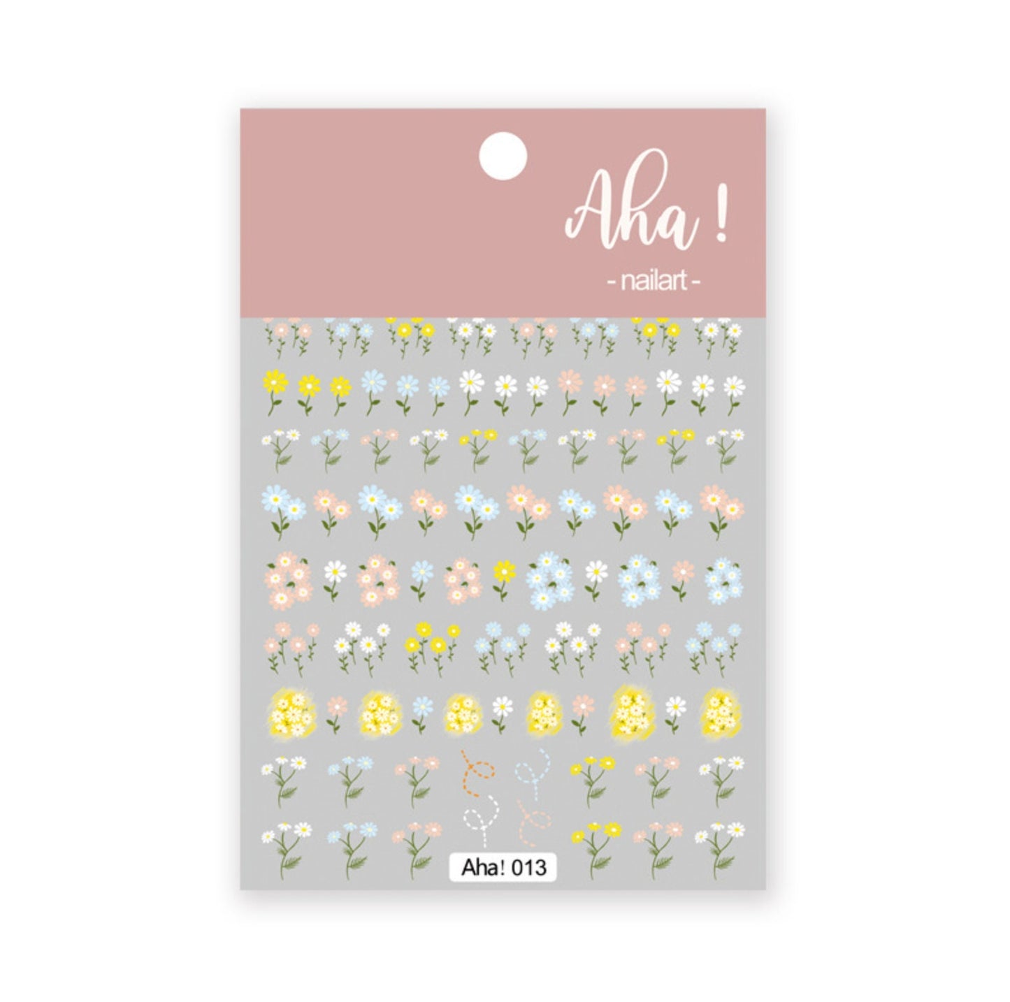 Dainty Pastel Flower Field, Floral Themed 2D Nail Art Stickers (013)