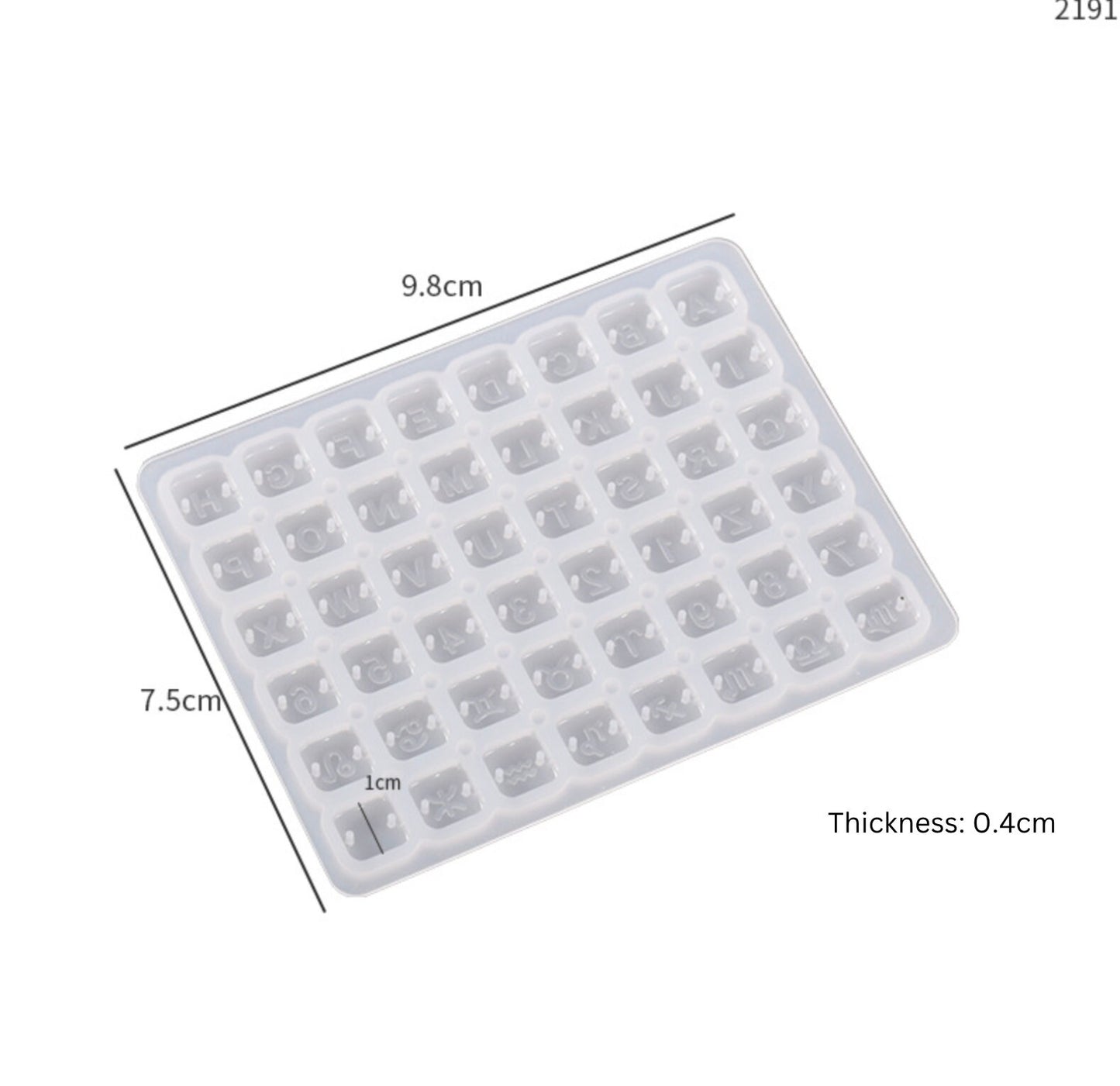 Heart/Square Shaped Letters Numbers and Astrological Sign Resin Silicone Molds (Available in Single or Double Holes)