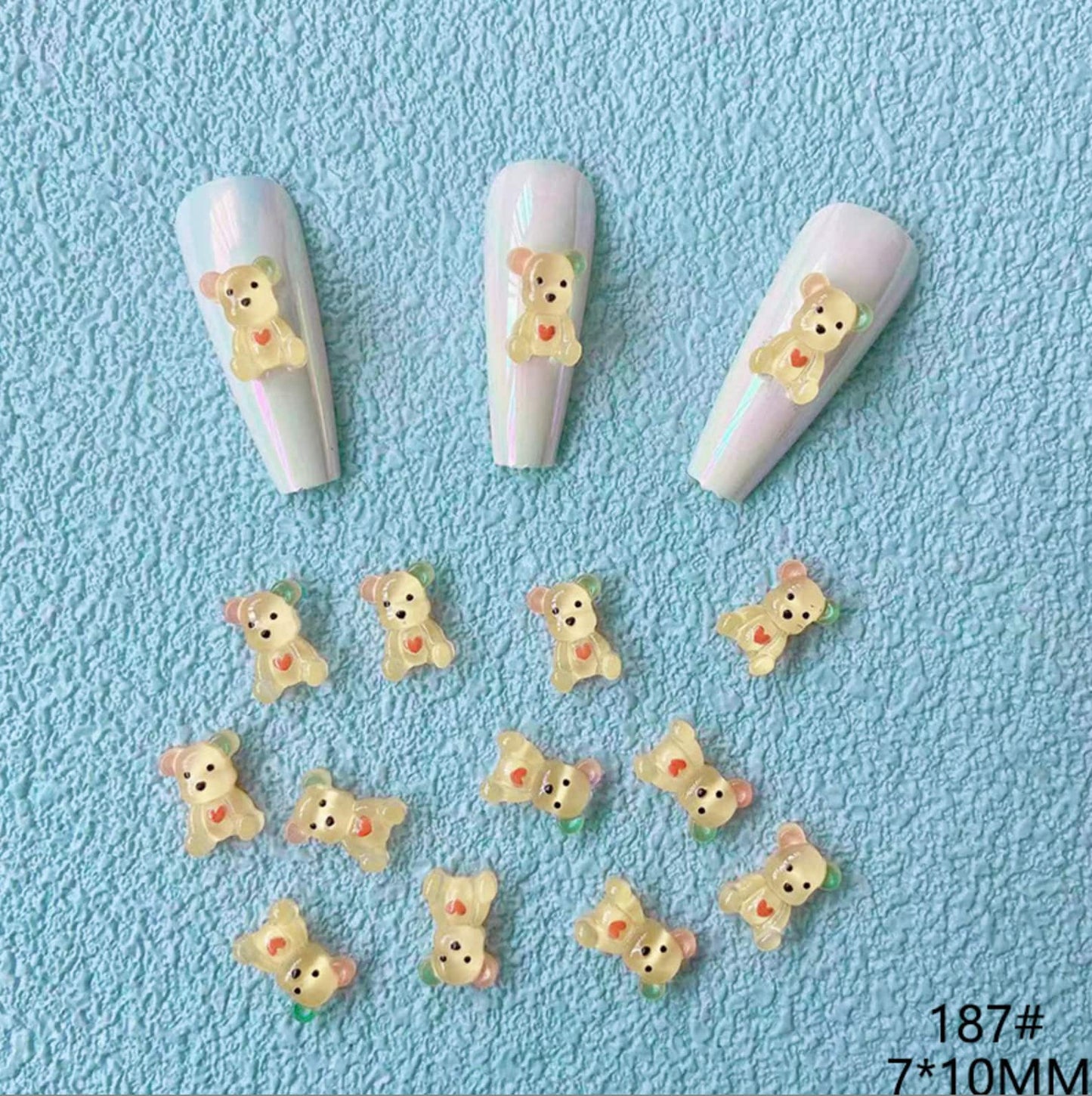 Cute Yellow Bear, Animal Themed 3D Nail Art Charms, Decoden, DIY Supplies, Mini Cabochon (7mm x 10mm)
