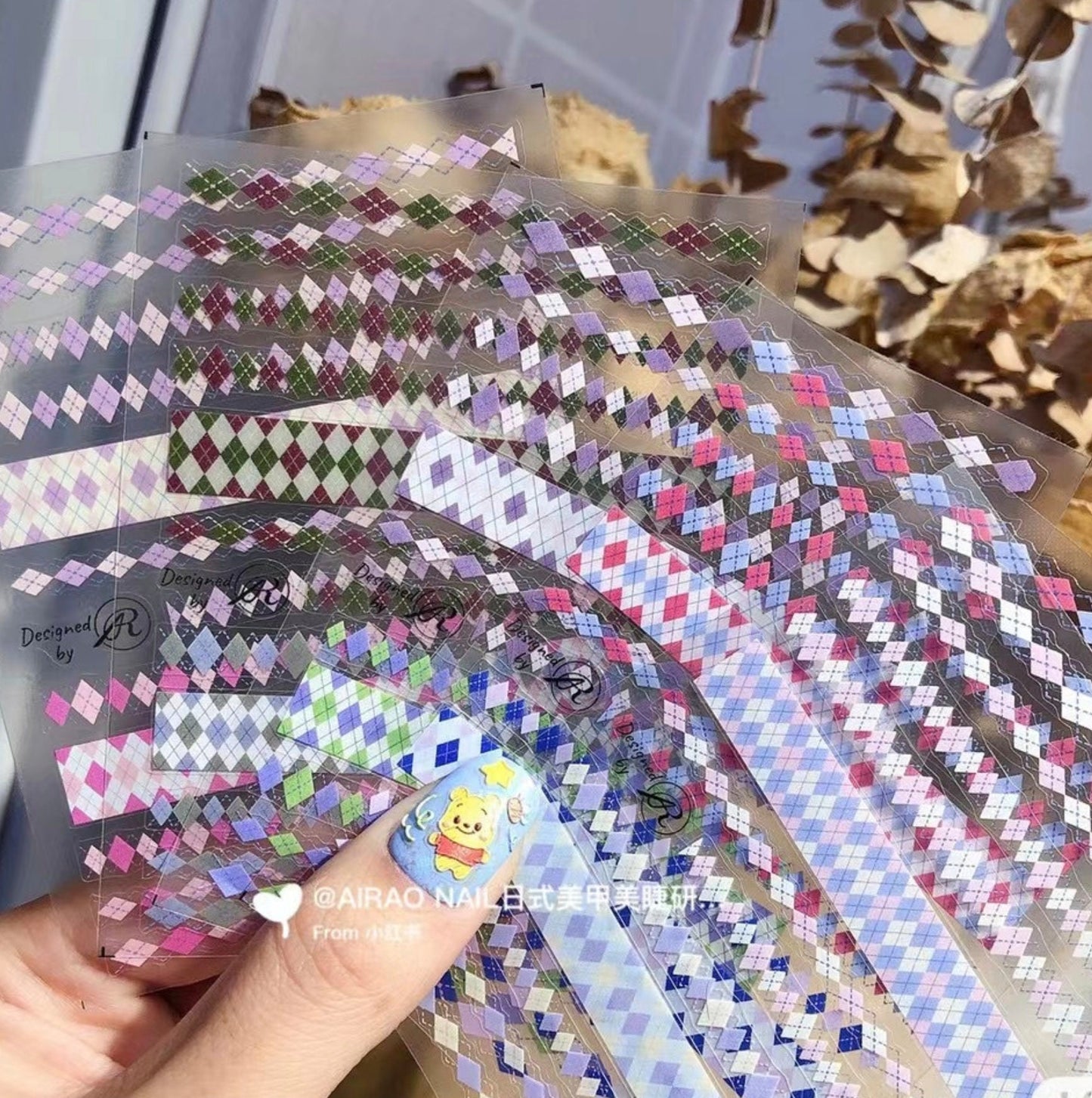 5D Plaid Pattern Pieces Themed Nail Art Stickers