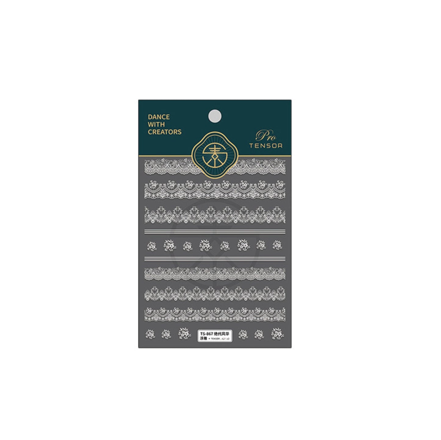 3D TENSOR White Lace Themed Nail Art Stickers