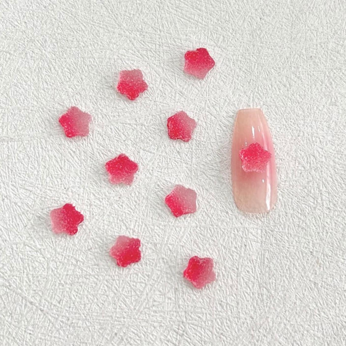 Faux Sugar Covered Star Gummy, Candy Themed 3D Nail Art Charms, Decoden, DIY Supplies, Mini Cabochon