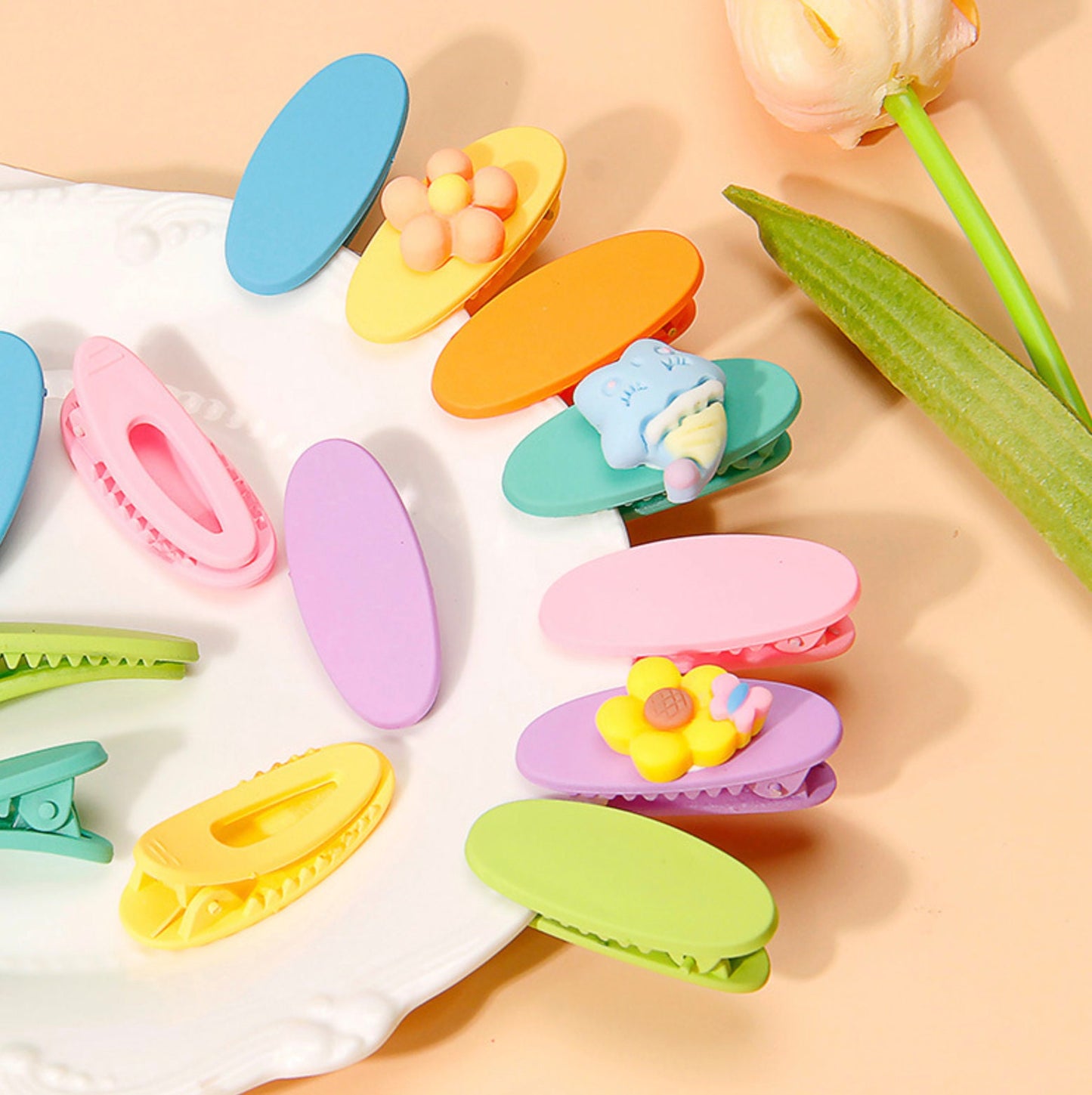 1.5INCH Pastel Oval Blank Hair Clips for DIY Crafting, Decoden Hairclips