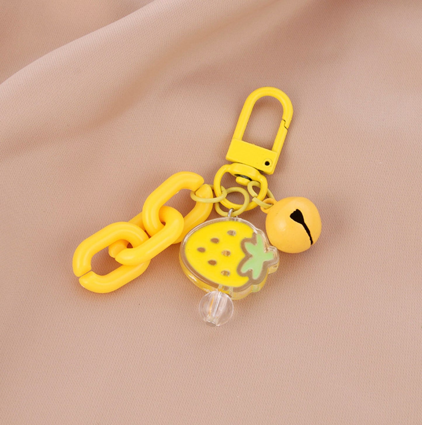 Cute Acrylic Fruit with Acrylic Chain Link, Fruit Themed Keychain, Key ring