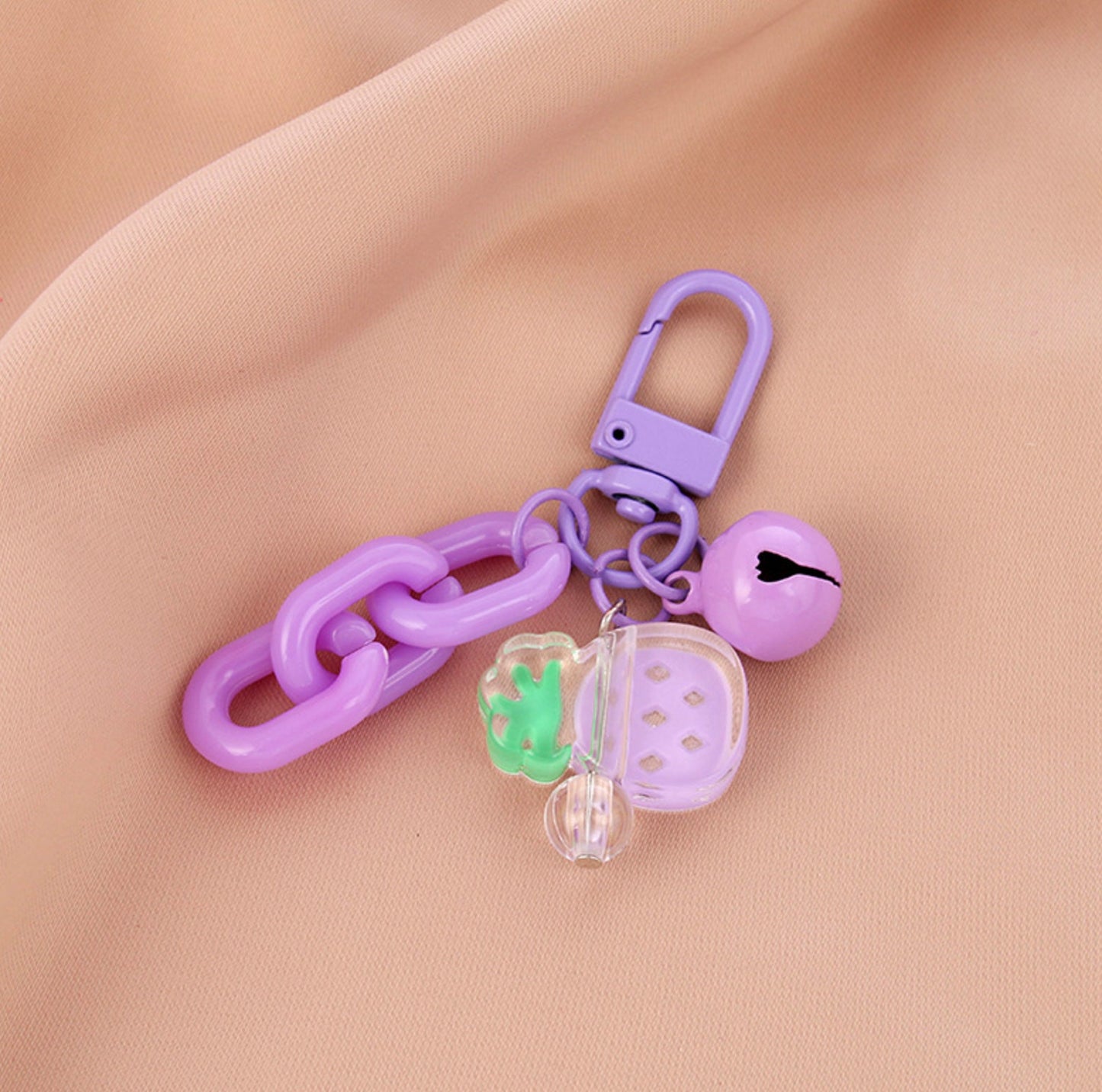 Cute Acrylic Fruit with Acrylic Chain Link, Fruit Themed Keychain, Key ring