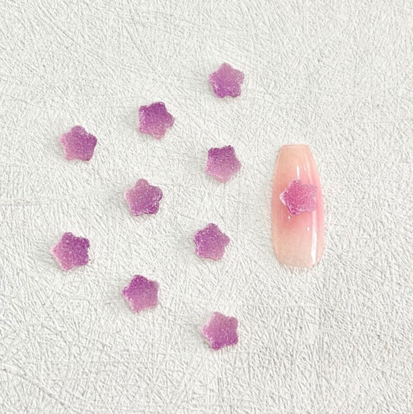 Faux Sugar Covered Star Gummy, Candy Themed 3D Nail Art Charms, Decoden, DIY Supplies, Mini Cabochon