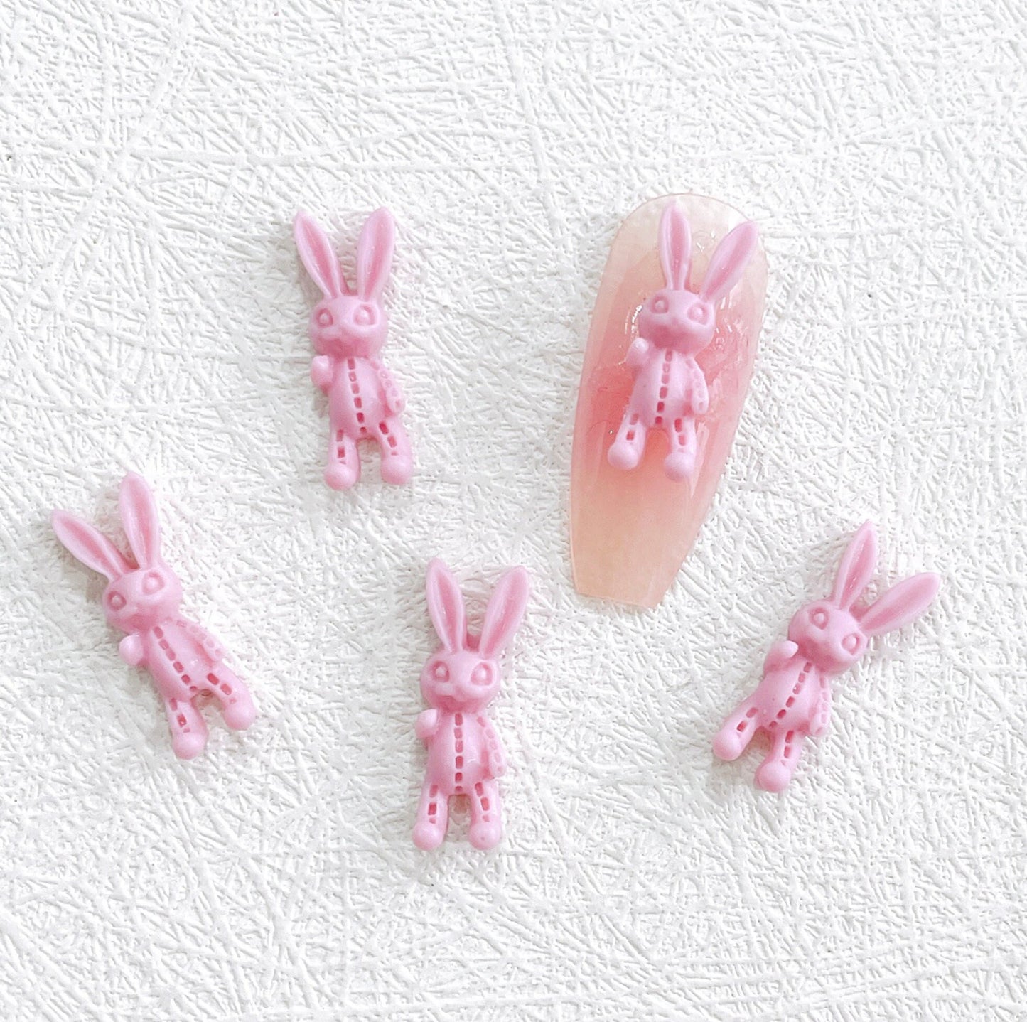 Stitched Bunny Rabbit Doll, Animal Themed 3D Nail Art Charms, Decoden, DIY Supplies, Mini Cabochon (7MM x 19MM)