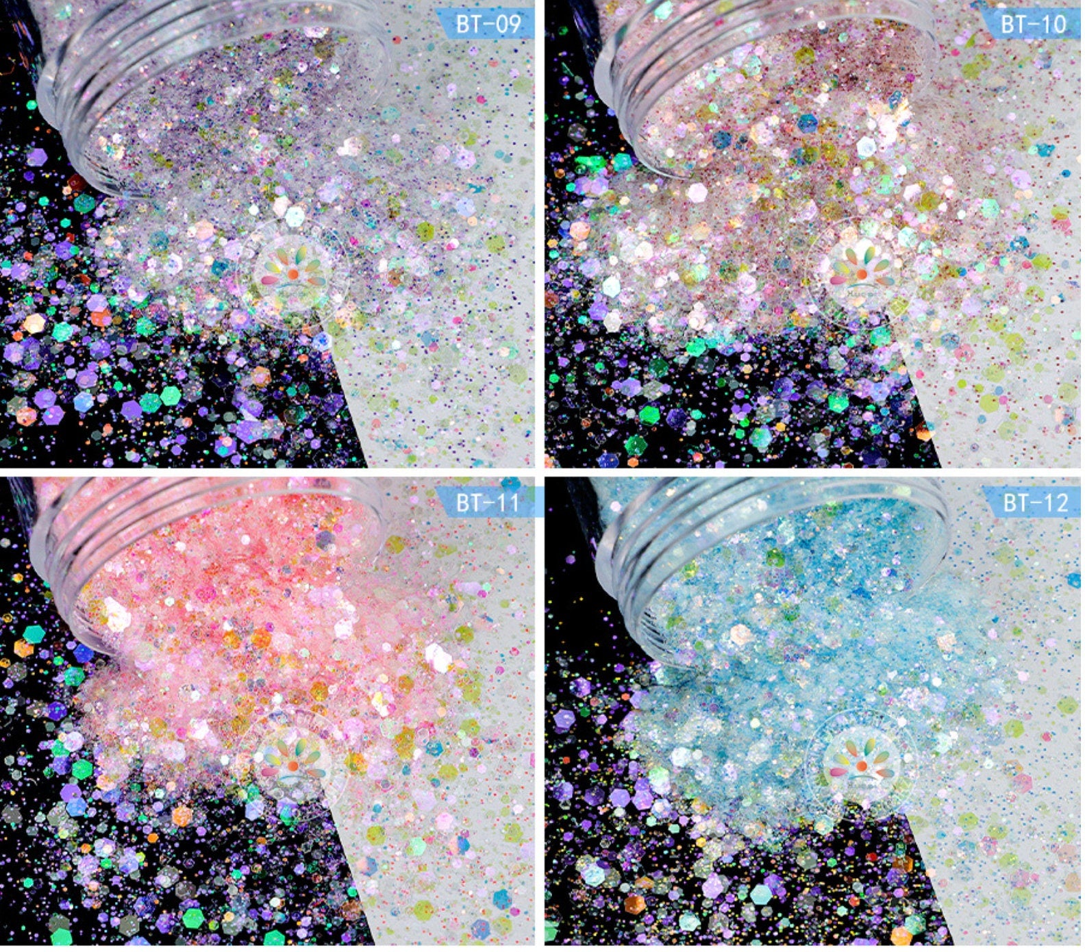 Translucent Pastel Colored Chunky Hexagon Sparkle Glitter Mix (10G)