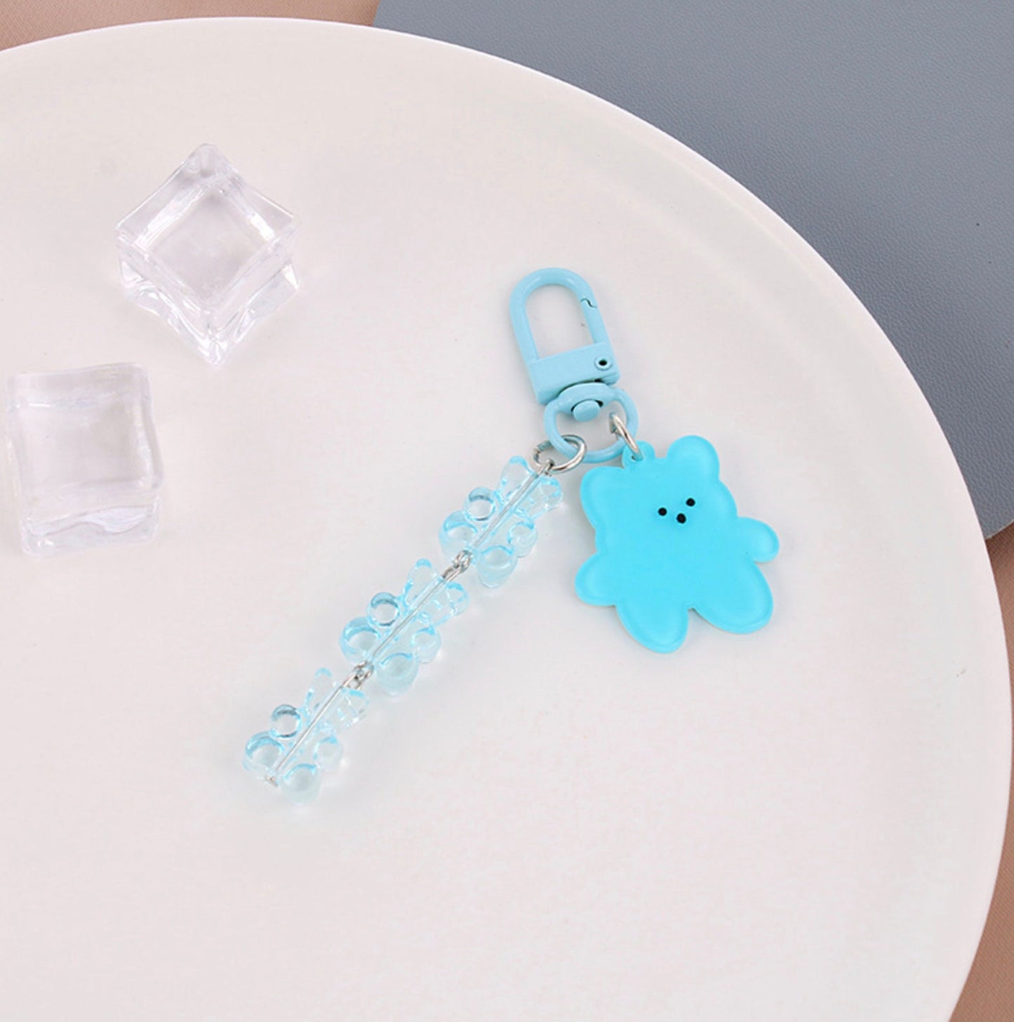 Cute Acrylic Bear and Gummy Bear Chain Keychain, Key ring