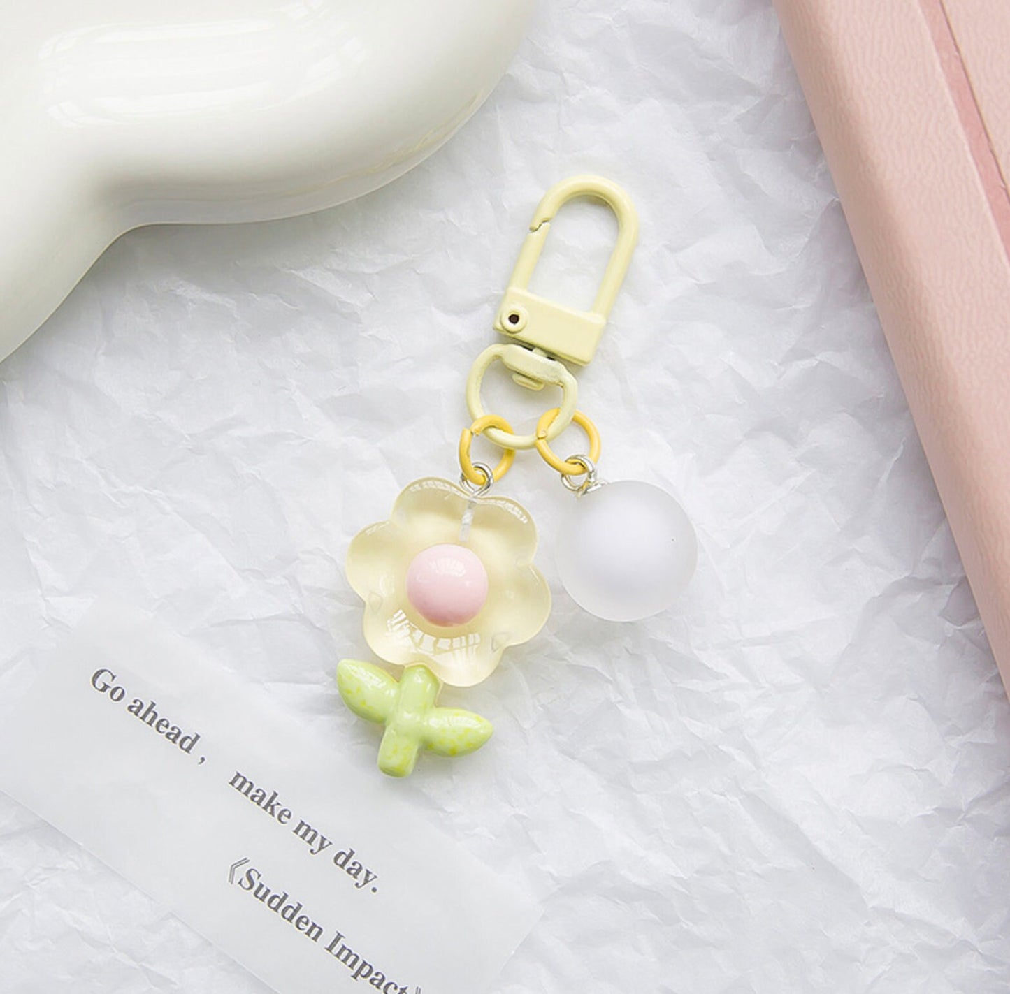 Cute Acrylic Frosted Flower Themed Keychain, Keyring, Lanyard, Phone Accessories