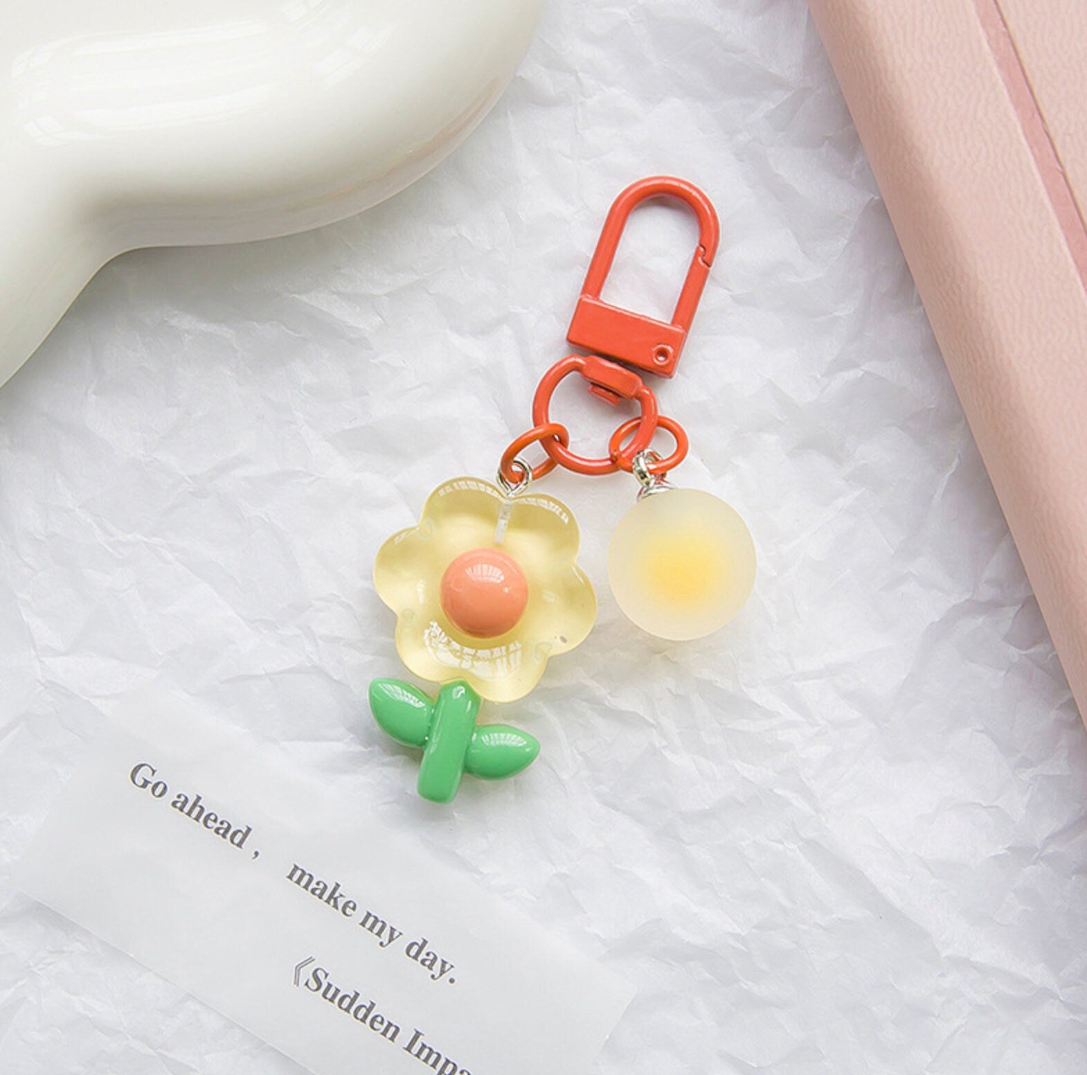 Cute Acrylic Frosted Flower Themed Keychain, Keyring, Lanyard, Phone Accessories