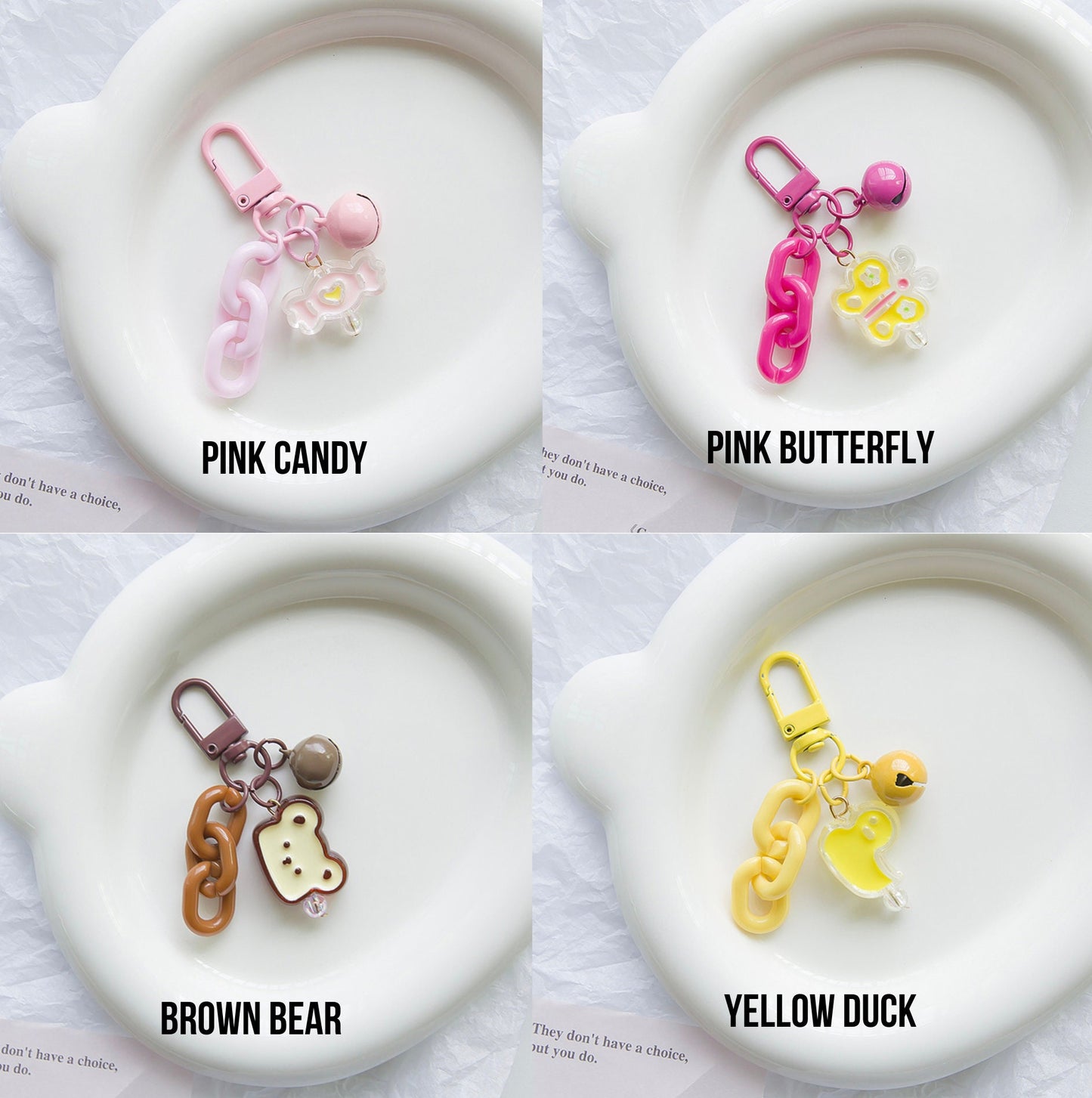 Cute Acrylic Beads Acrylic Chain Link, Fruit Themed Keychain, Key ring