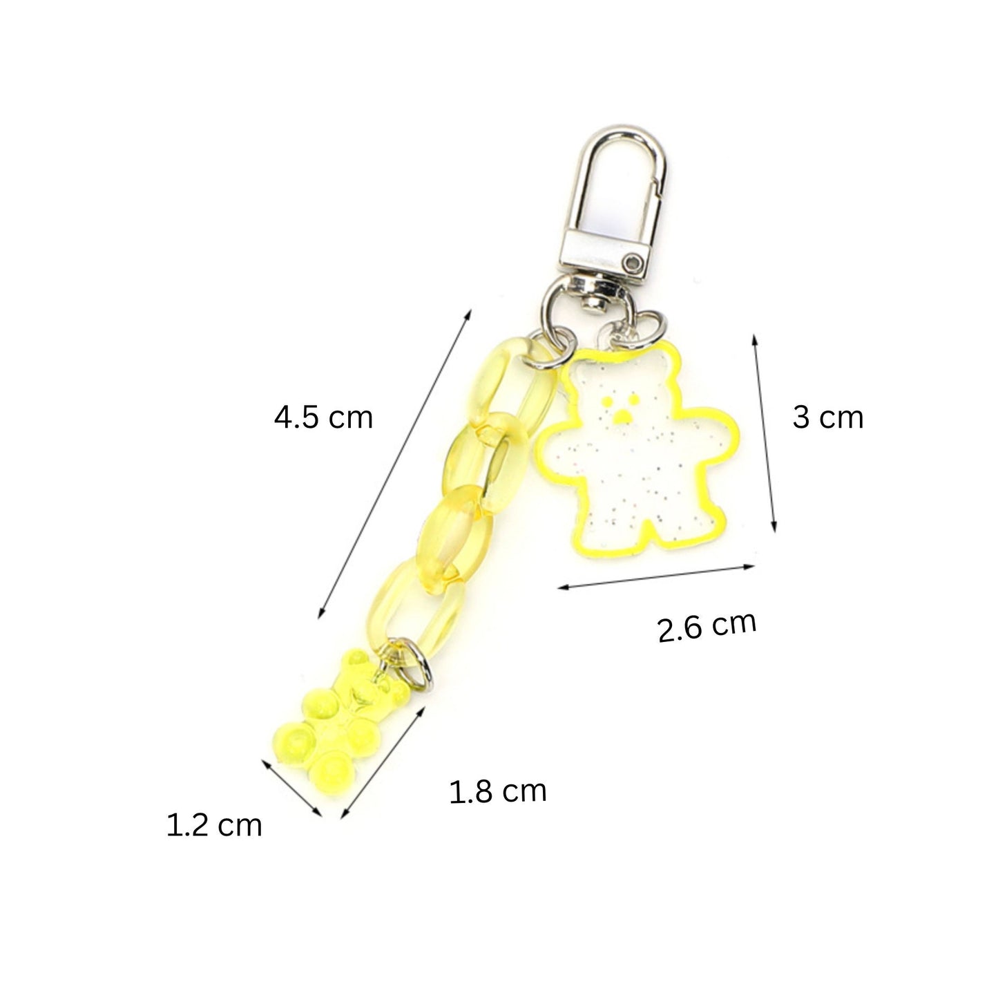Cute Acrylic Glitter Bear and Gummy Bear Chain Keychain, Key ring