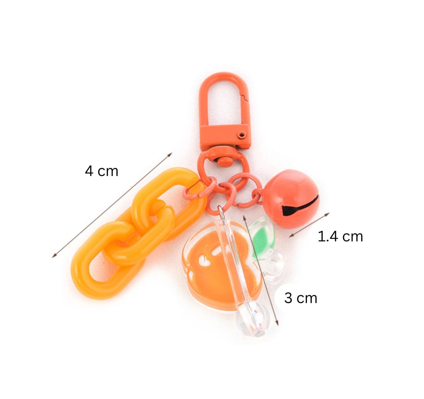 Cute Acrylic Fruit with Acrylic Chain Link, Fruit Themed Keychain, Key ring