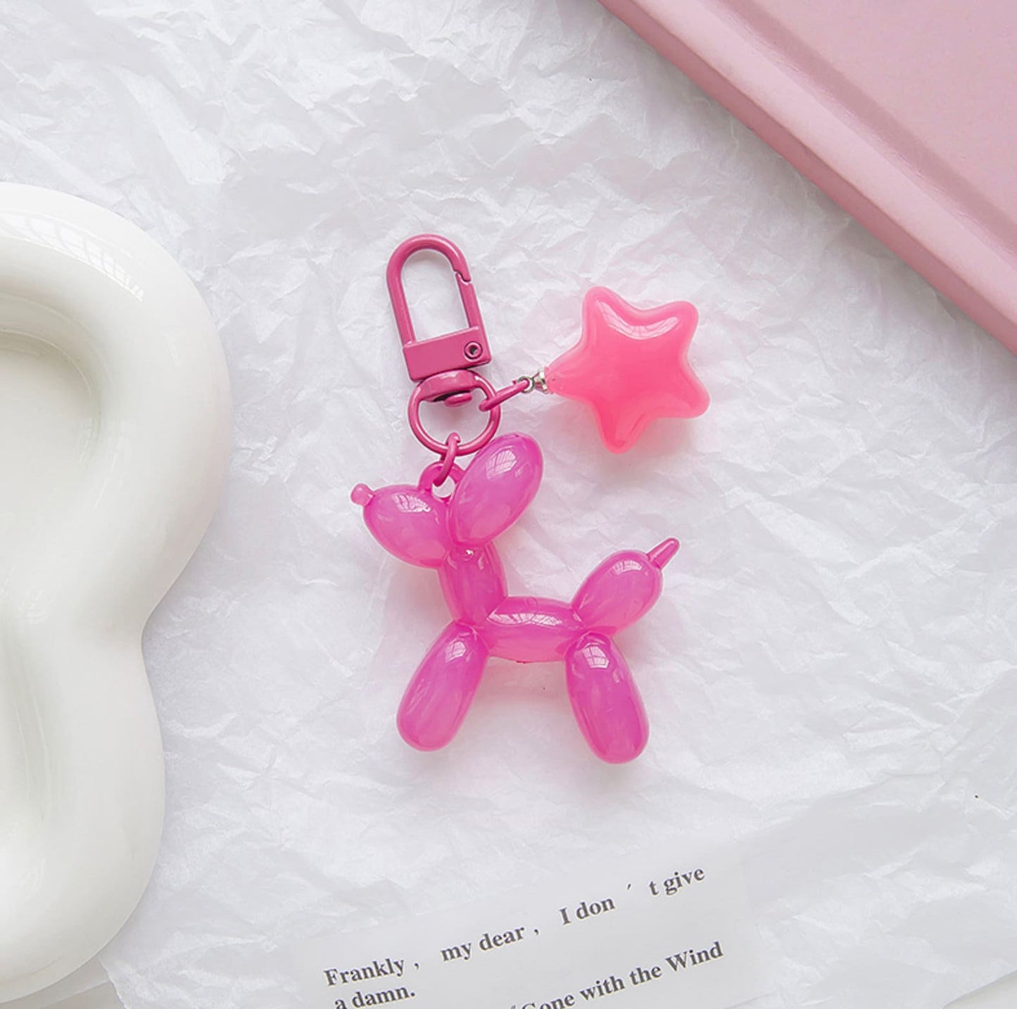 Cute Acrylic Ballon Dog Themed Keychain, Keyring, Lanyard, Phone Accessories