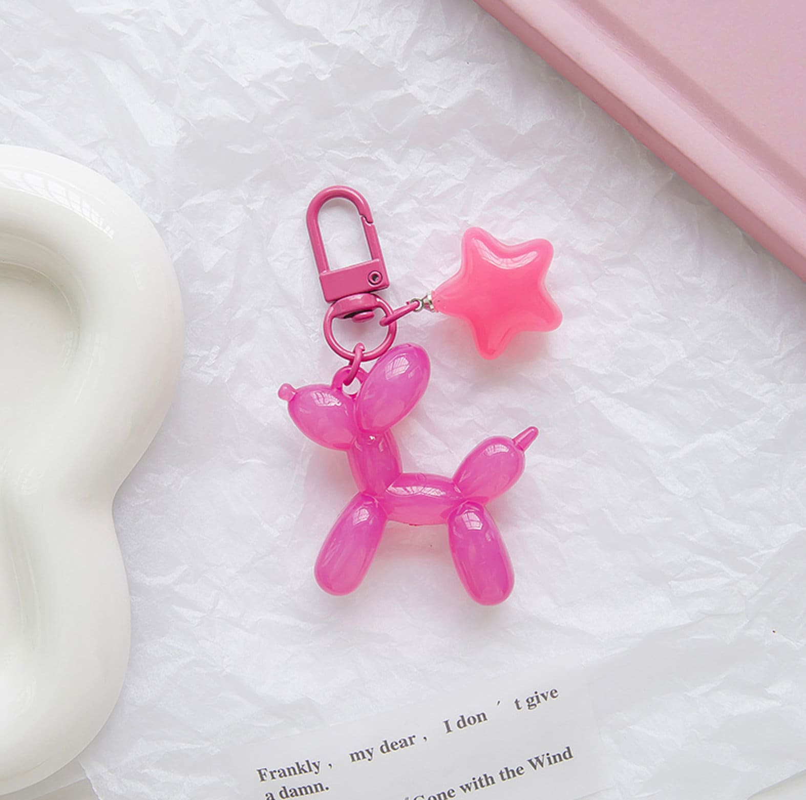 Cute Acrylic Ballon Dog Themed Keychain, Keyring, Lanyard, Phone Accessories