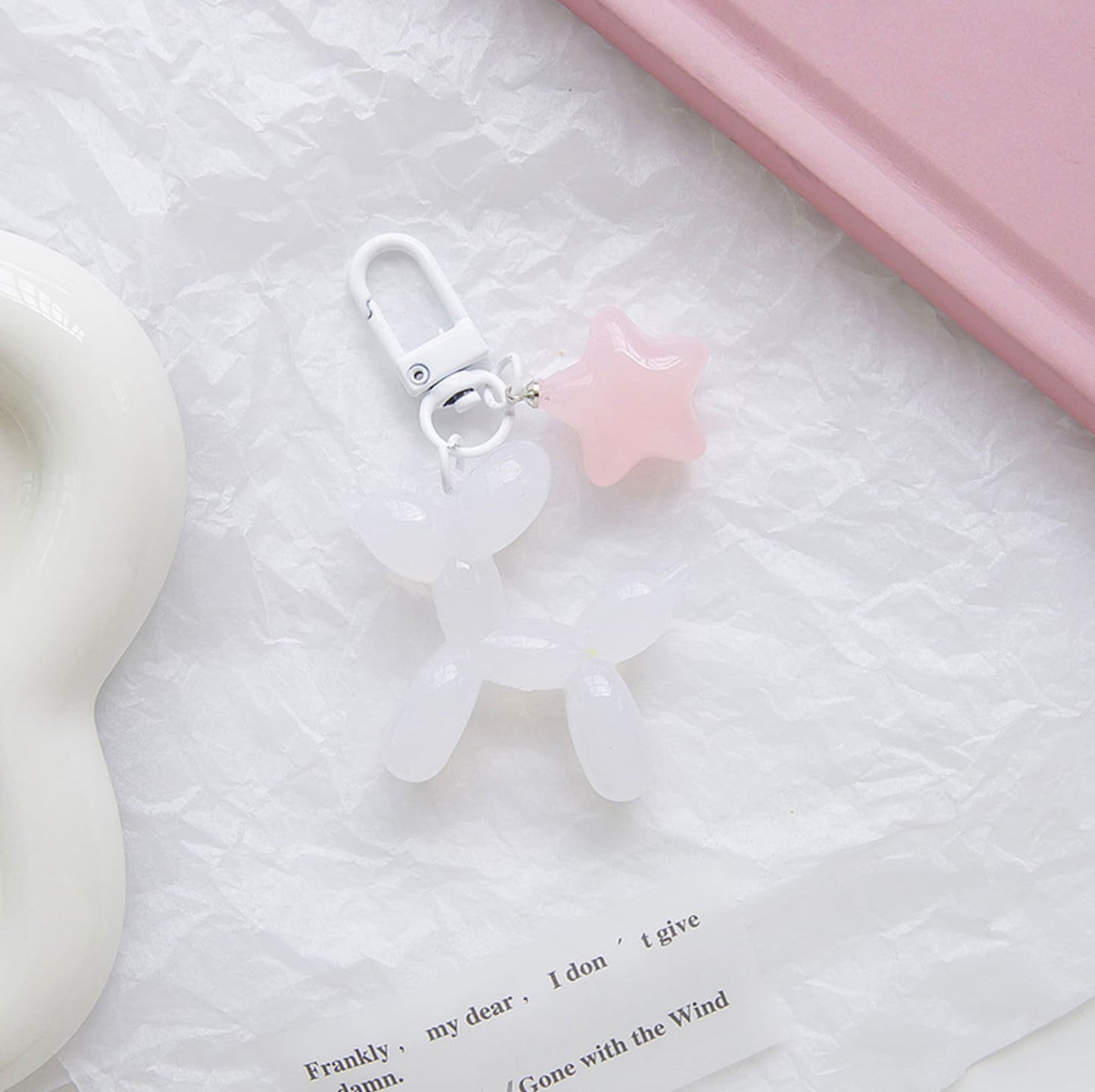 Cute Acrylic Ballon Dog Themed Keychain, Keyring, Lanyard, Phone Accessories