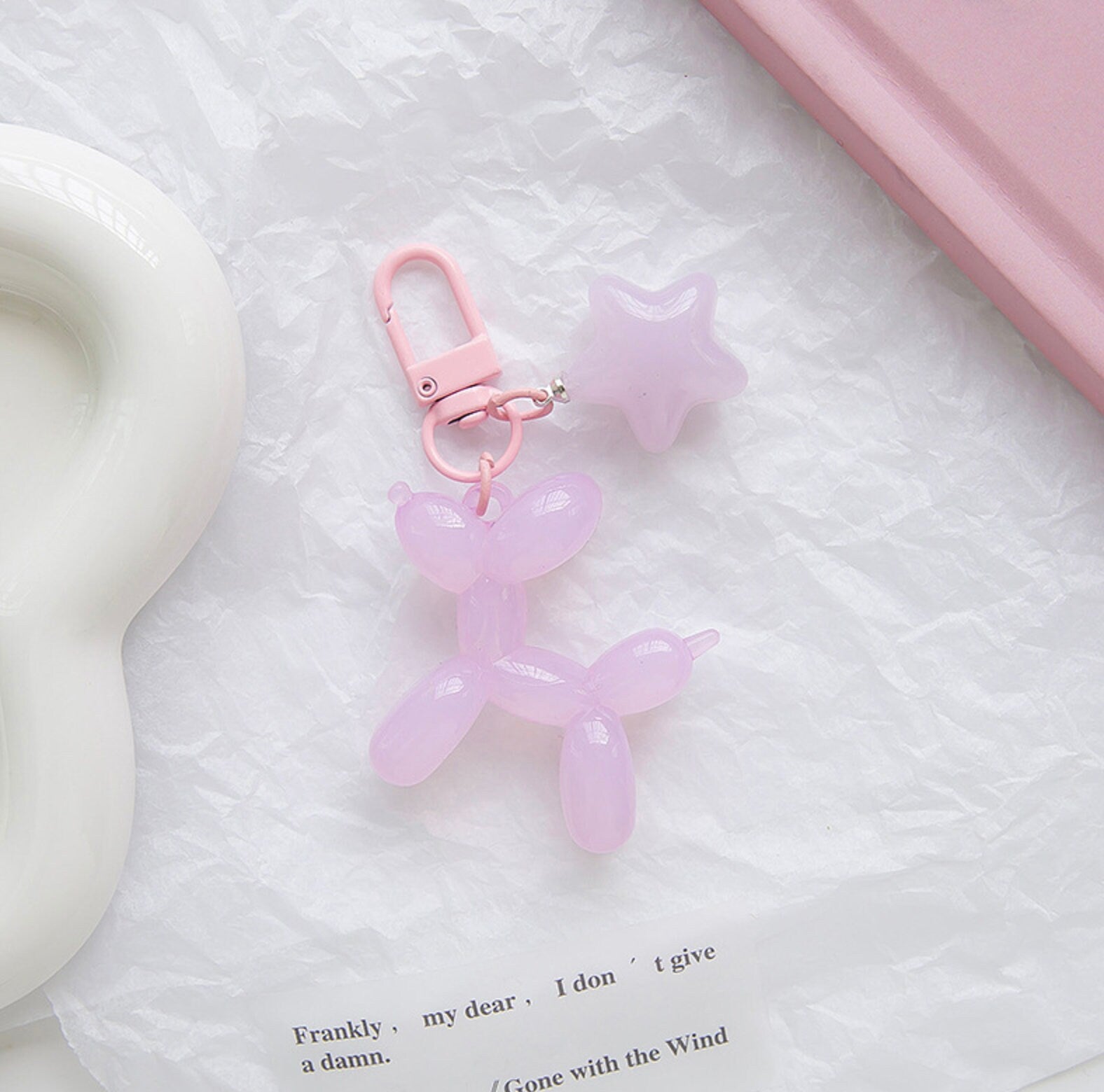 Cute Acrylic Ballon Dog Themed Keychain, Keyring, Lanyard, Phone Accessories