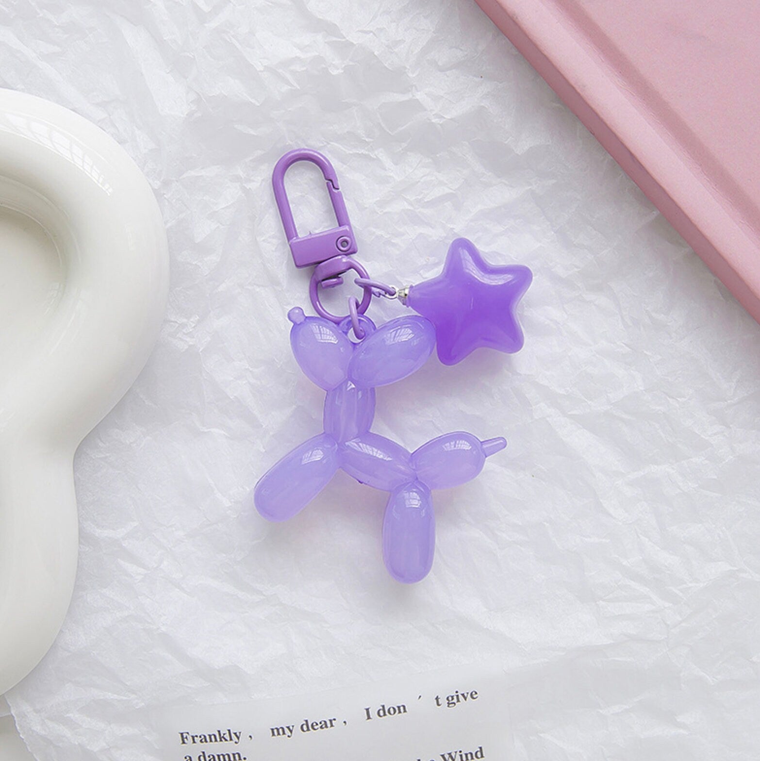 Cute Acrylic Ballon Dog Themed Keychain, Keyring, Lanyard, Phone Accessories