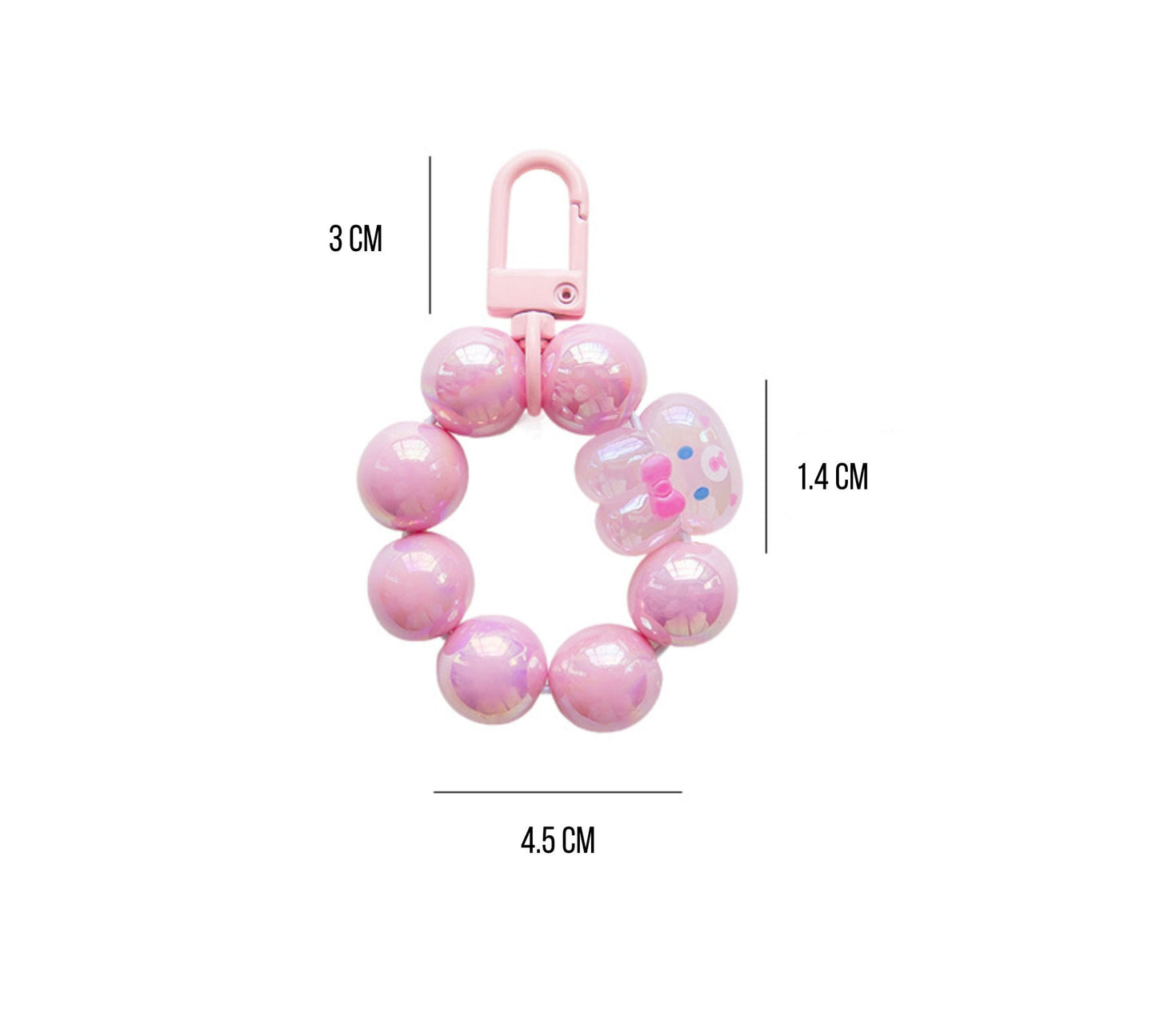 Simple Pearlescent Bead Strand with Iridescent Bear, Bunny, or Star Themed Keychain, Keyring, Lanyard, Phone Accessories