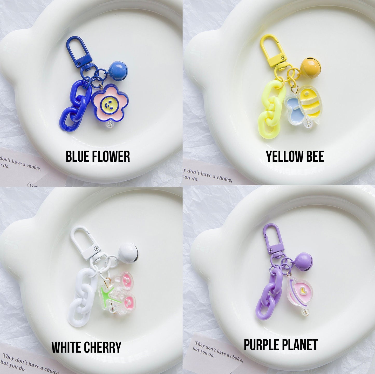 Cute Acrylic Beads Acrylic Chain Link, Fruit Themed Keychain, Key ring
