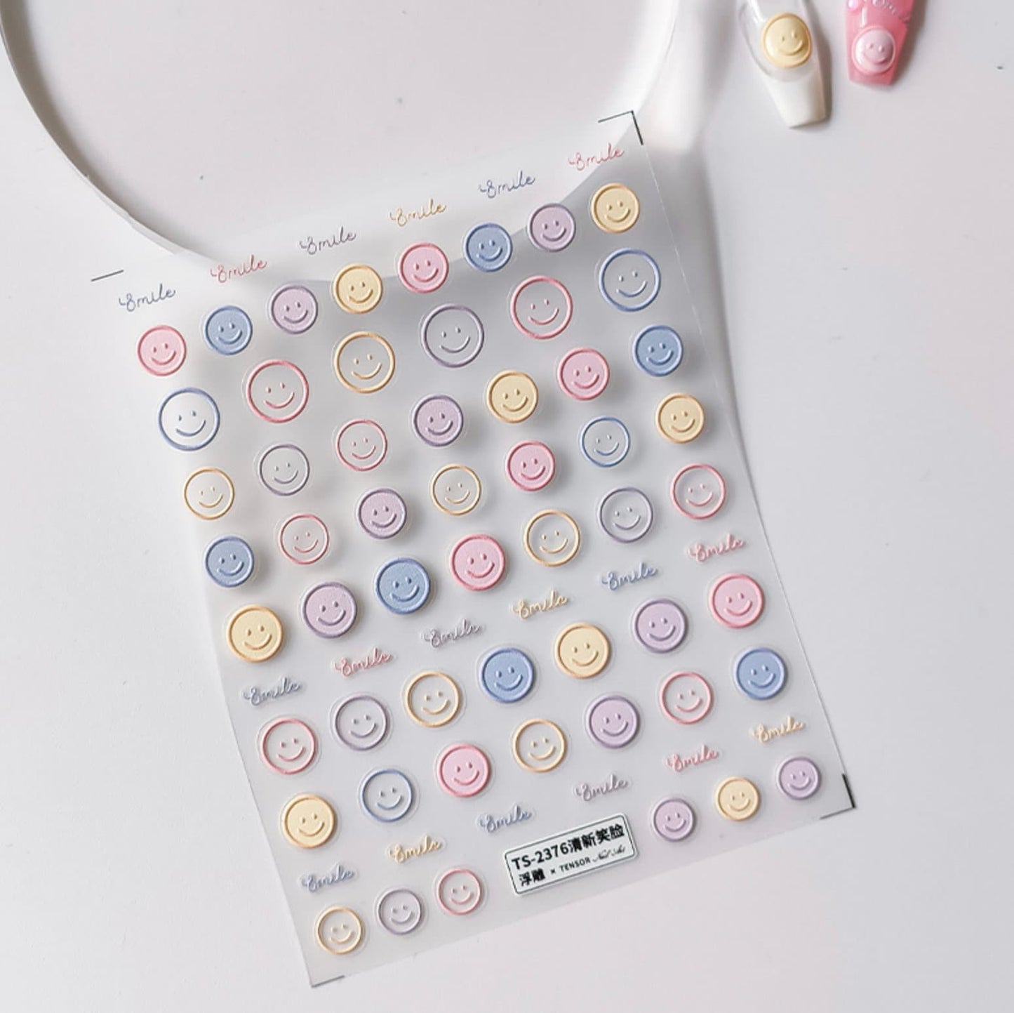 Pastel Smiley Faces Nail Art Stickers