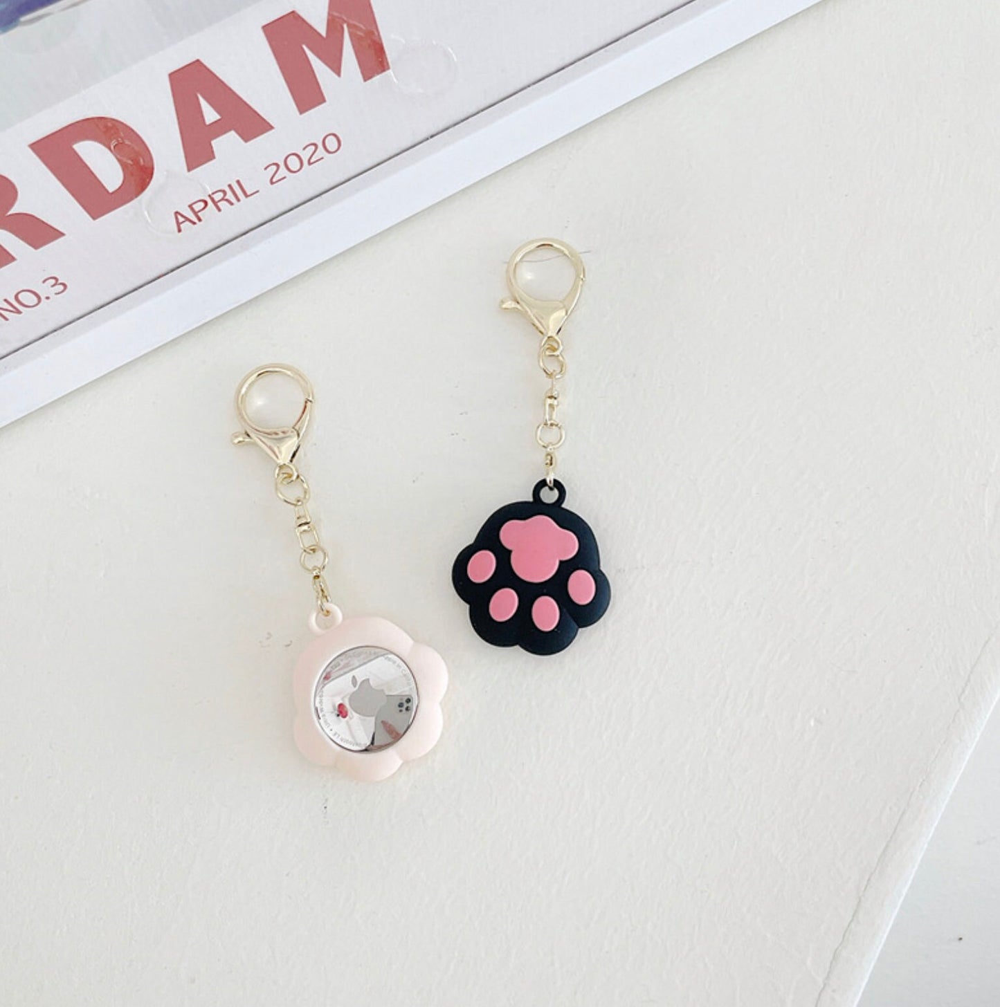 Cute Puffy Paw Themed Silicone AirTag Case (Black, Pink, White)