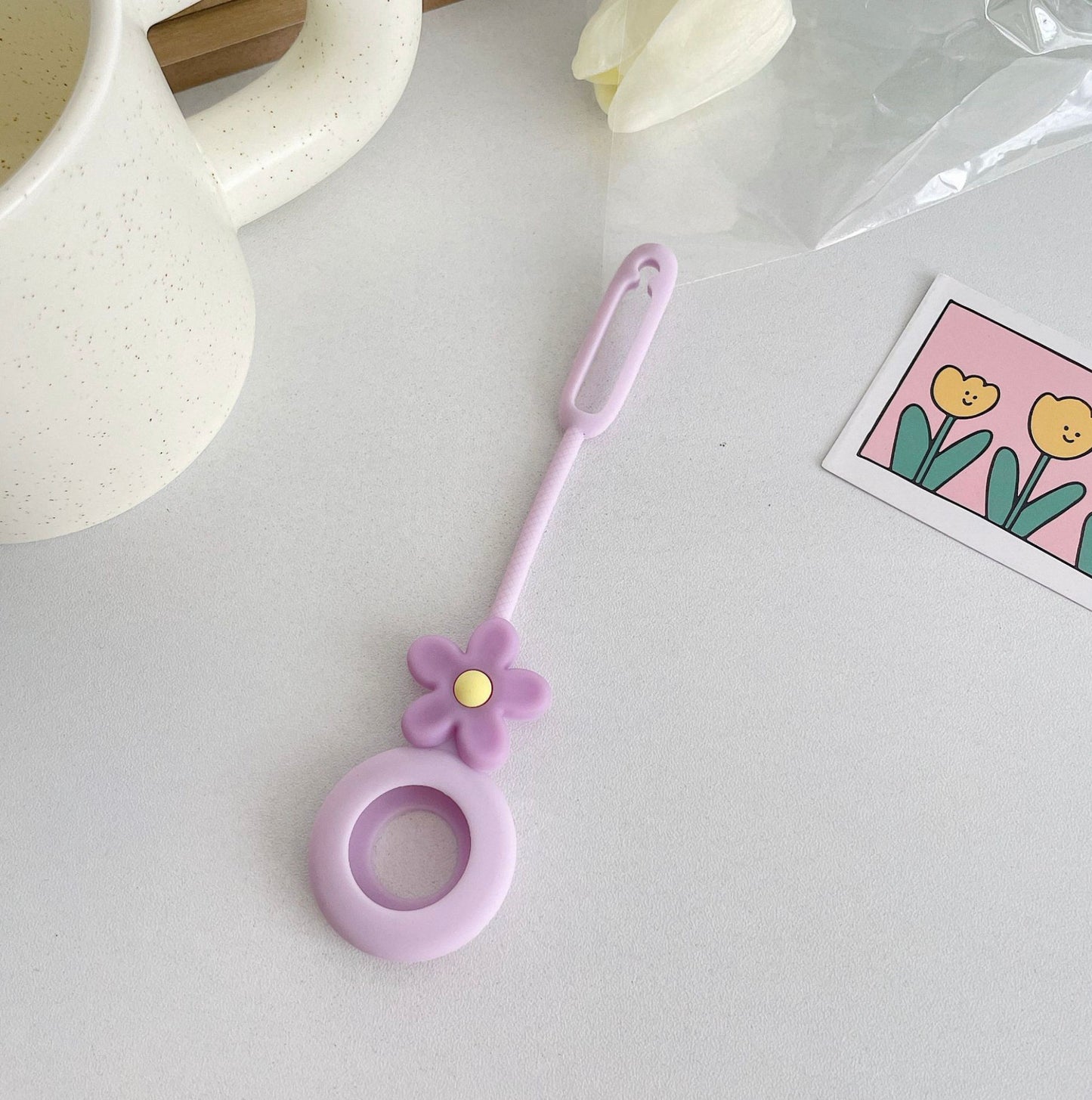 Cute Flowers Tie-able Silicone AirTag Case