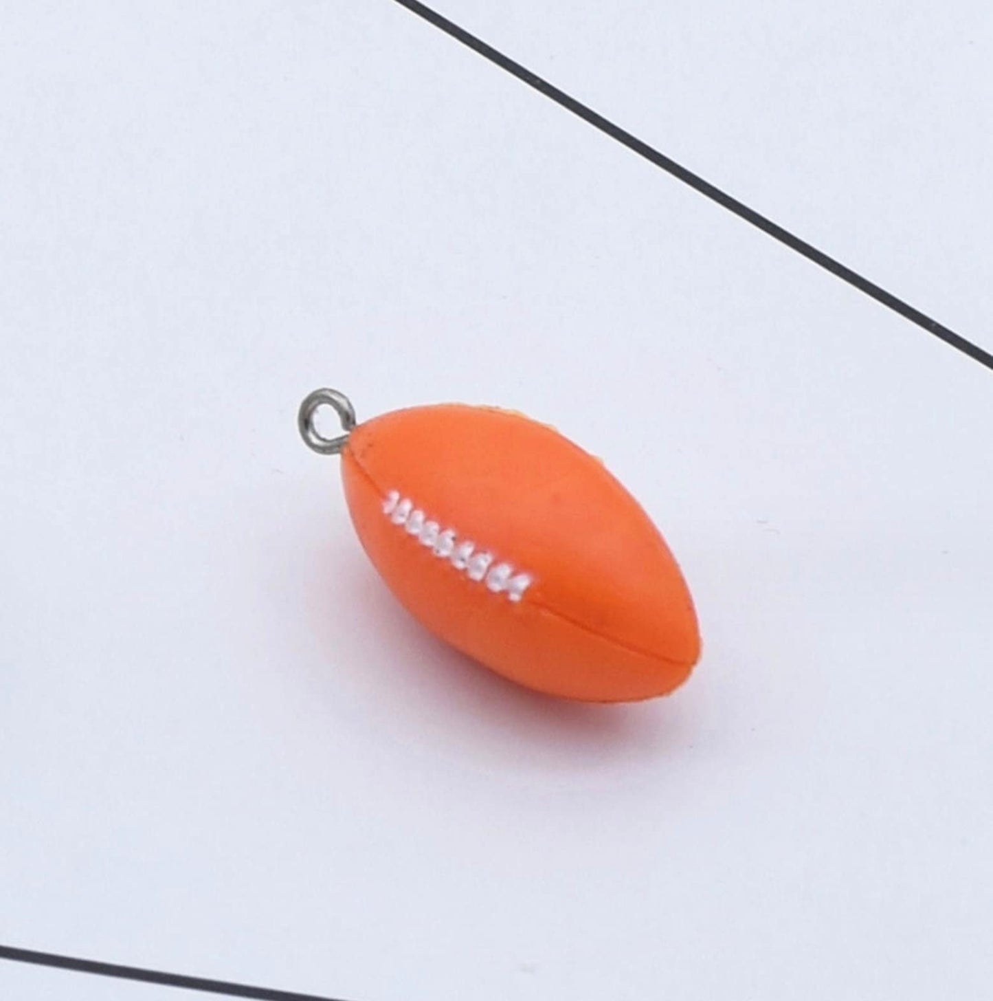 25MM Orange American Football Sport Charm with Silver Eye Pin