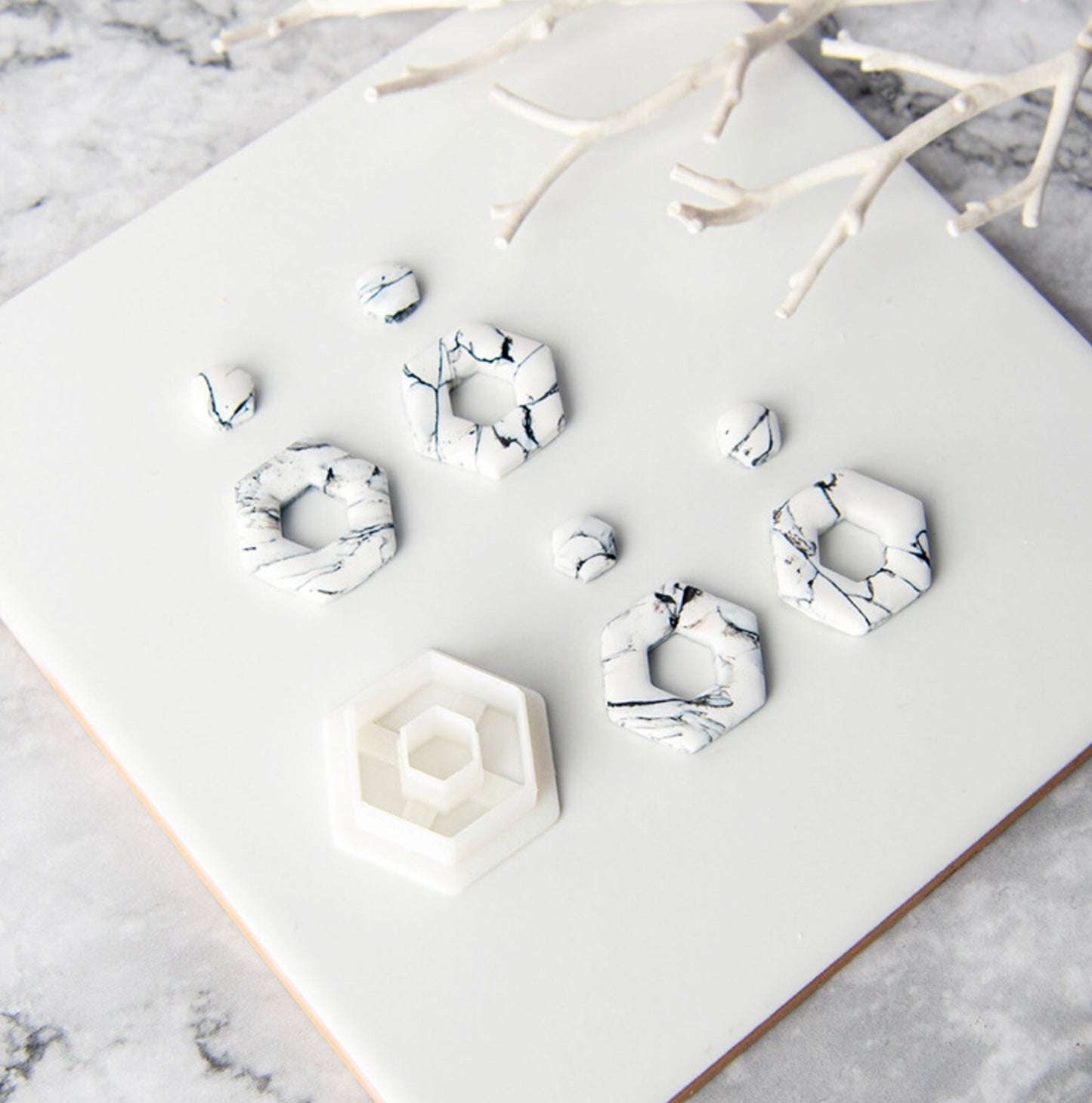 Smooth Hexagon Cutout Shape Polymer Clay Cutter (25mm x 21.5mm)