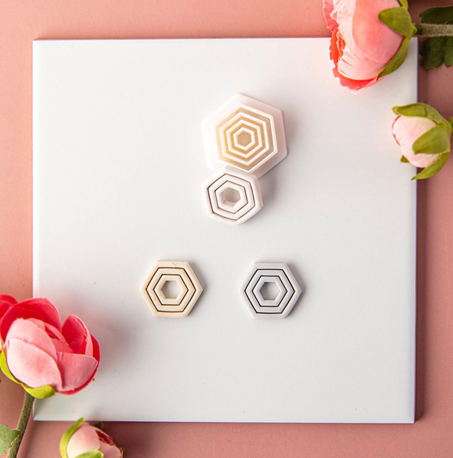 Hexagon Spiral Style Cutout Themed Polymer Clay Cutter (25mm x 22mm)