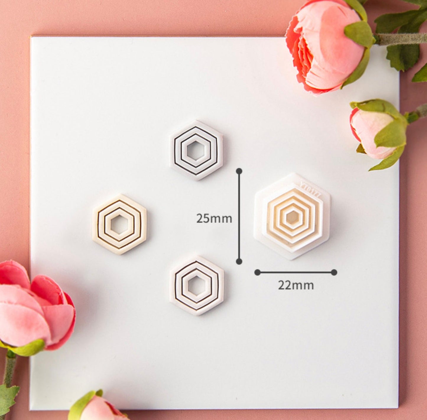 Hexagon Spiral Style Cutout Themed Polymer Clay Cutter (25mm x 22mm)
