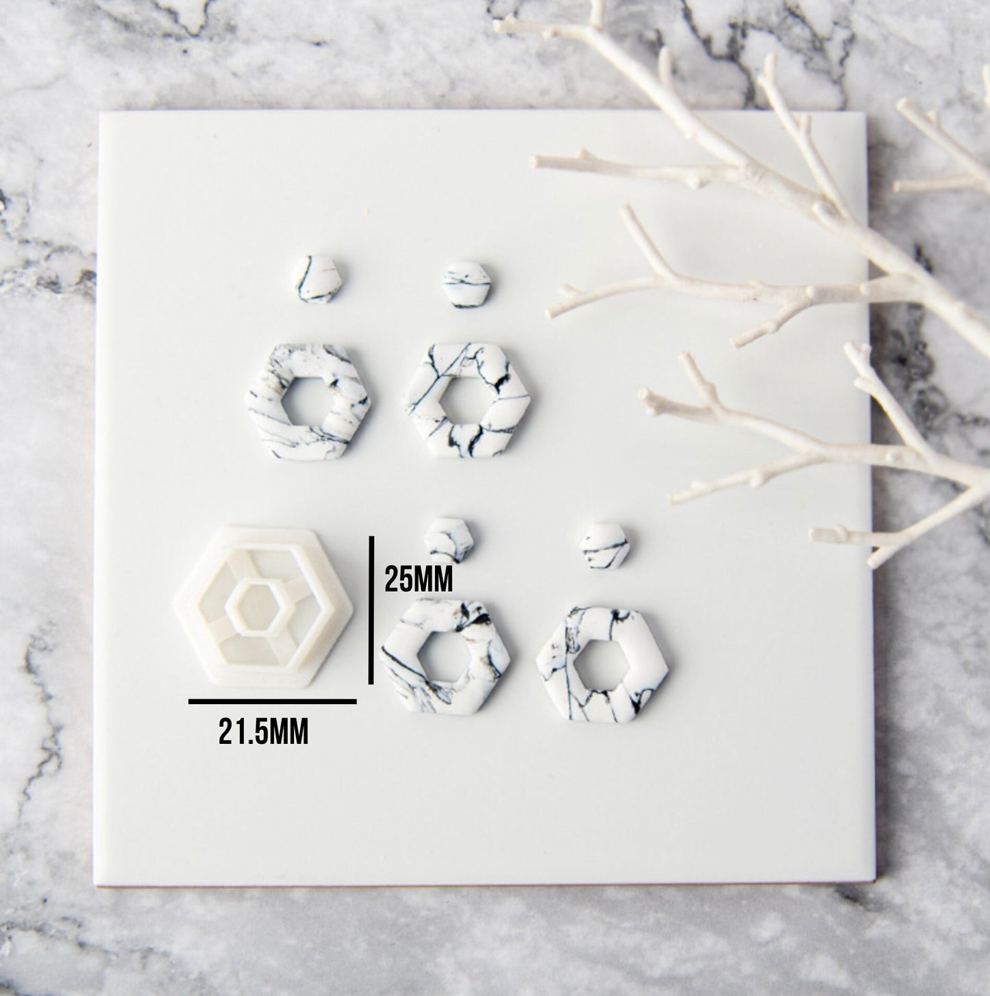 Smooth Hexagon Cutout Shape Polymer Clay Cutter (25mm x 21.5mm)