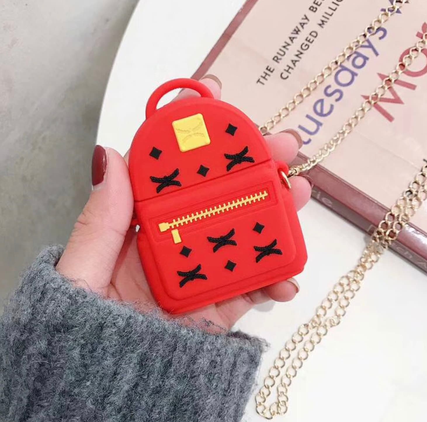Cute Backpack with Chain Themed AirPod Generation 1, 2 , and Pro Cases