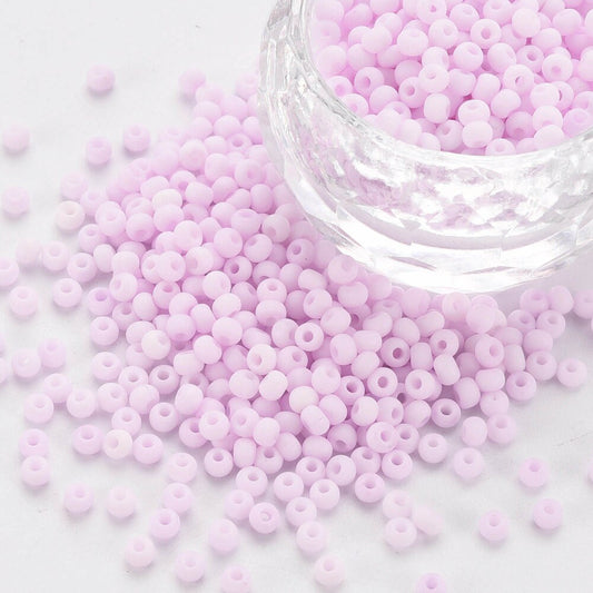 3MM Frosted Plum Pink 8/0 Glass Seed Beads (S048-011)