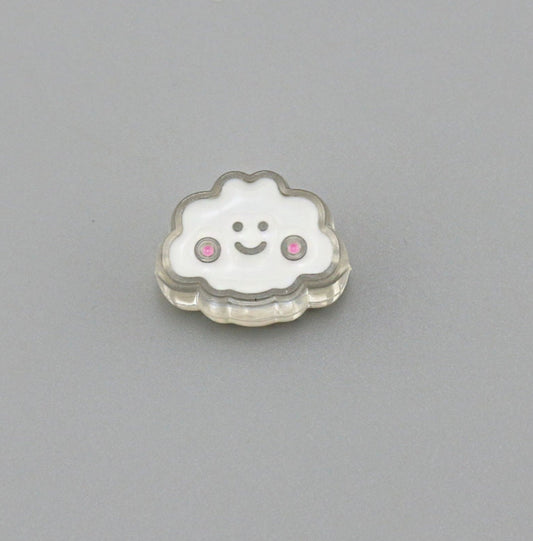 Cute Smiley White Cloud Enamel Acrylic Bead (, Hole: 3mm)