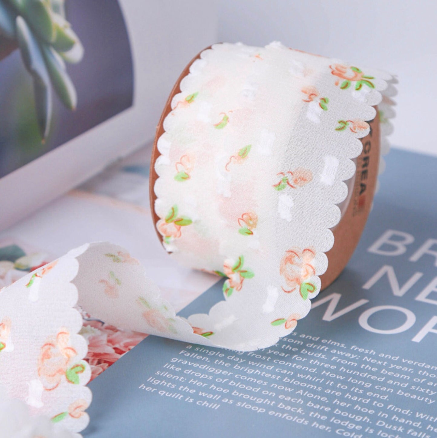 1.5 inch Scalloped Flower Themed Ribbons, Floral Themed Ribbons (10YD)