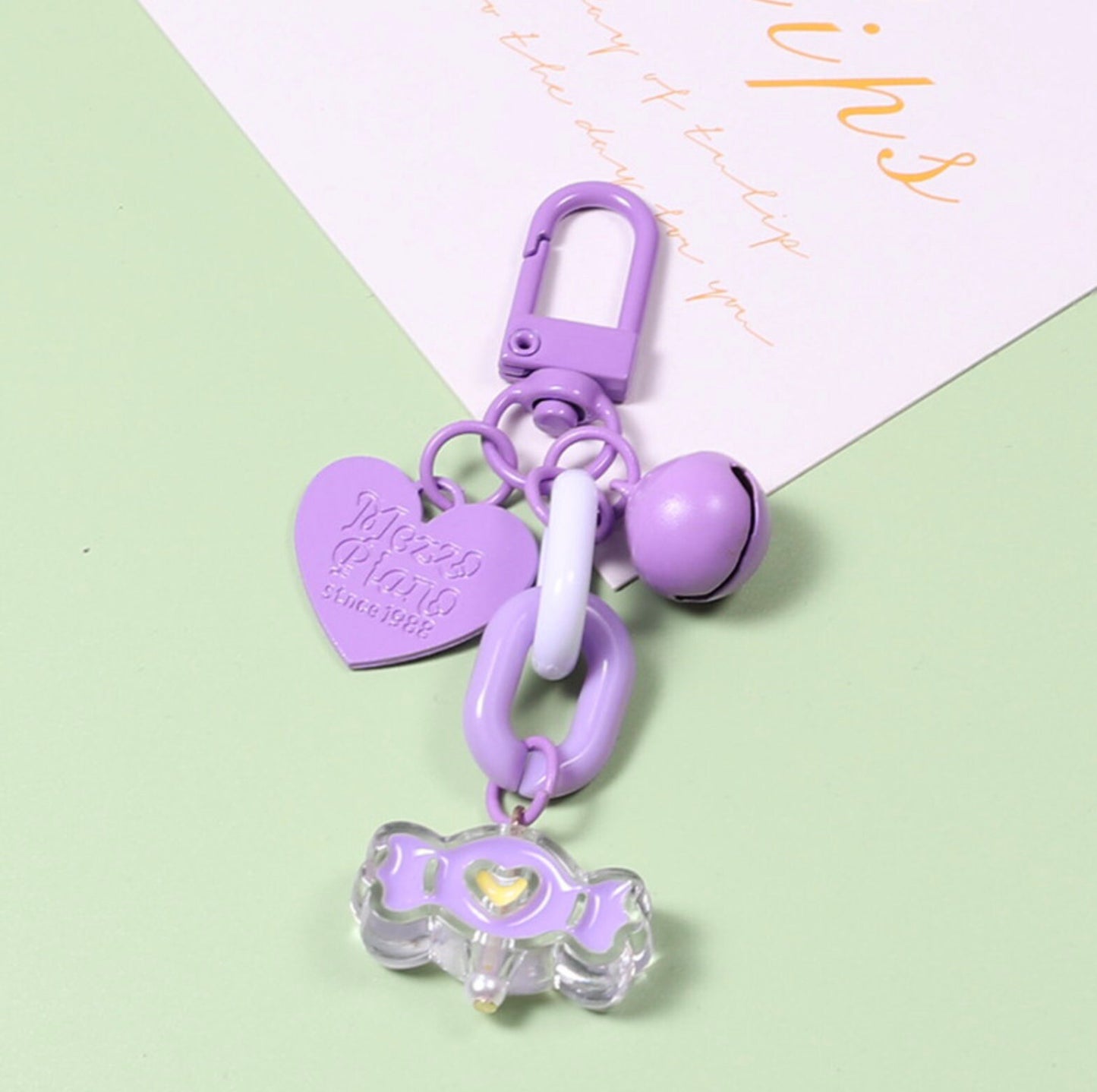 Cute Acrylic Bead and Chain Link, Animal and Flower Themed Keychain, Key ring