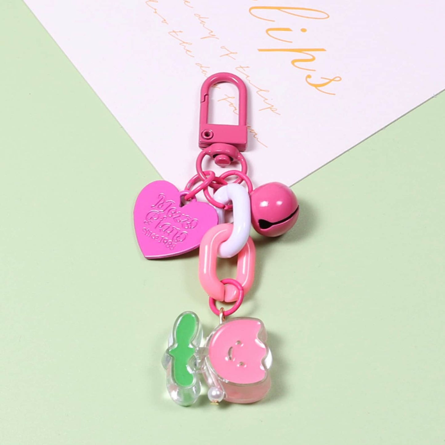 Cute Acrylic Bead and Chain Link, Animal and Flower Themed Keychain, Key ring