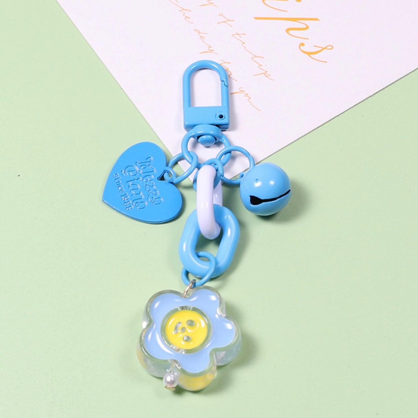 Cute Acrylic Bead and Chain Link, Animal and Flower Themed Keychain, Key ring