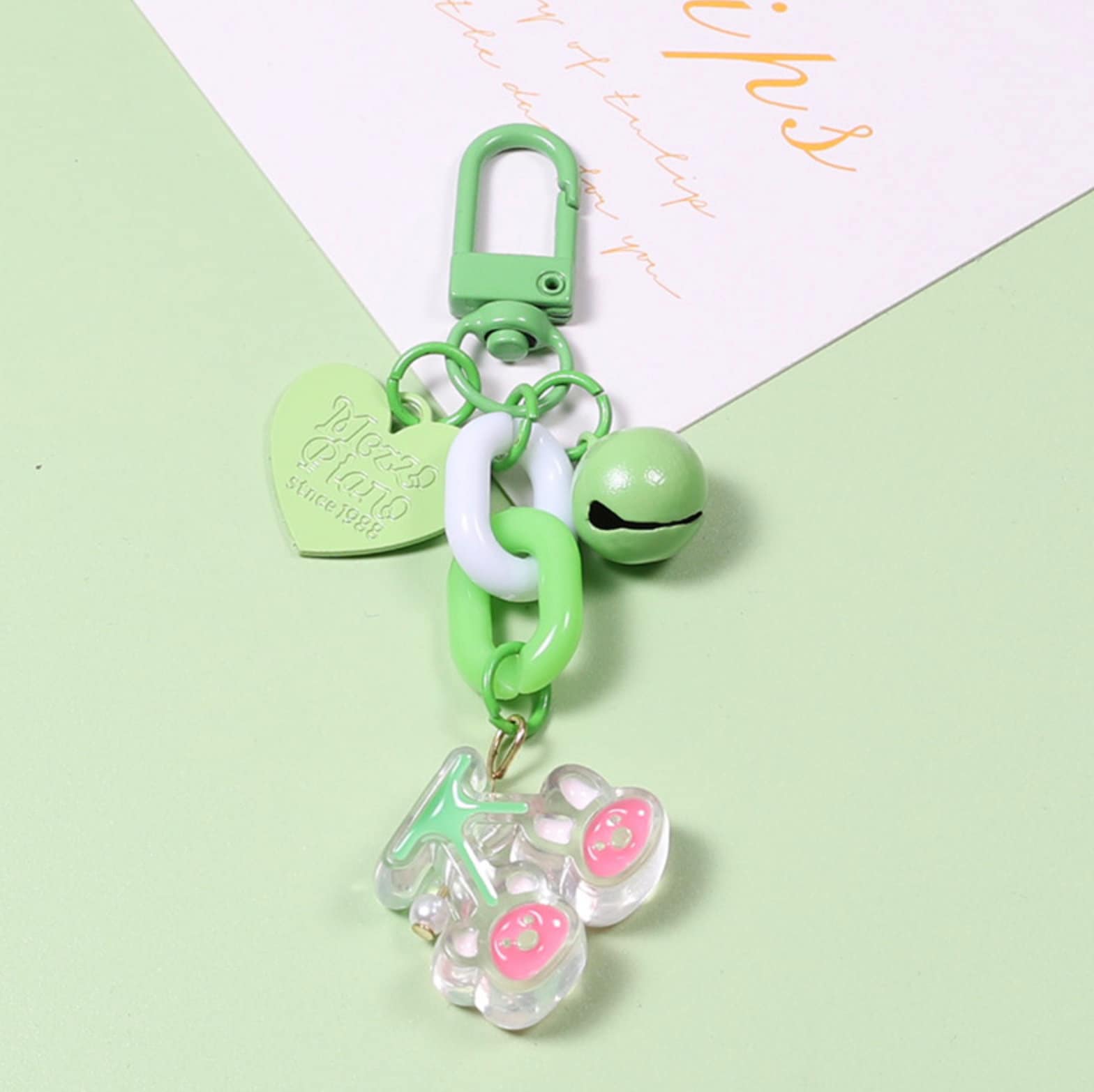 Cute Acrylic Bead and Chain Link, Animal and Flower Themed Keychain, Key ring