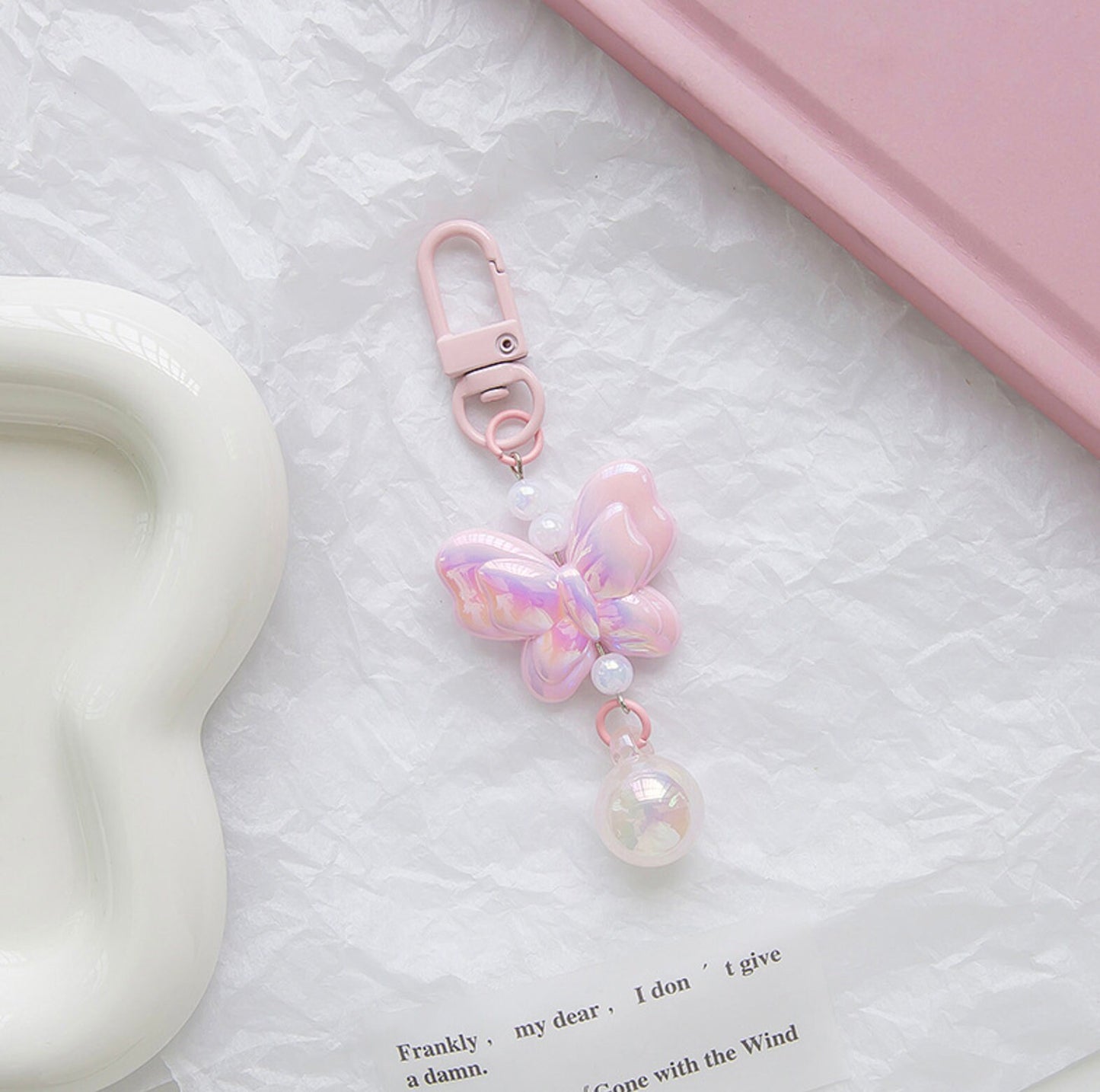 Cute Acrylic Iridescent Butterfly Themed Keychain, Key ring