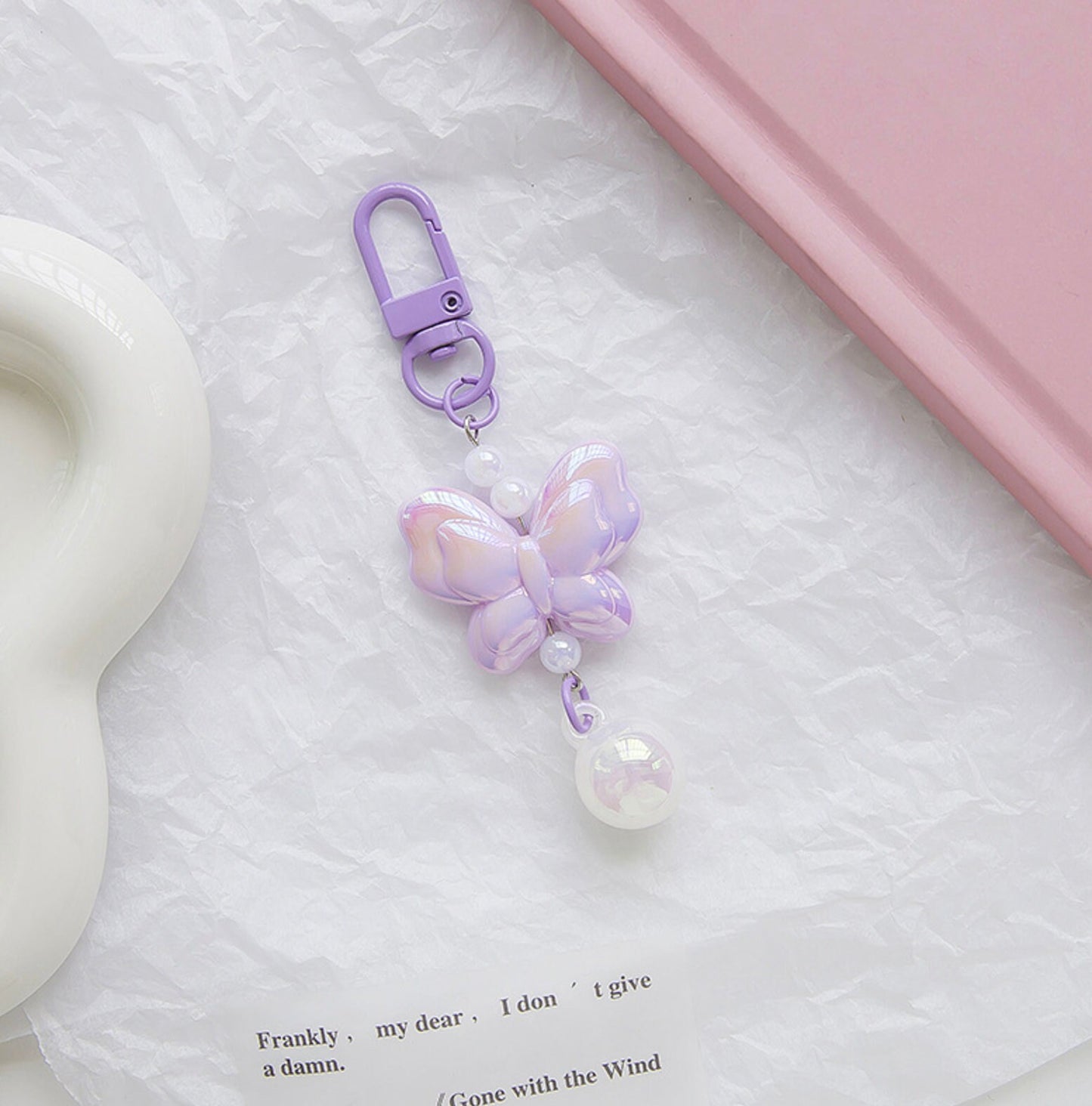 Cute Acrylic Iridescent Butterfly Themed Keychain, Key ring