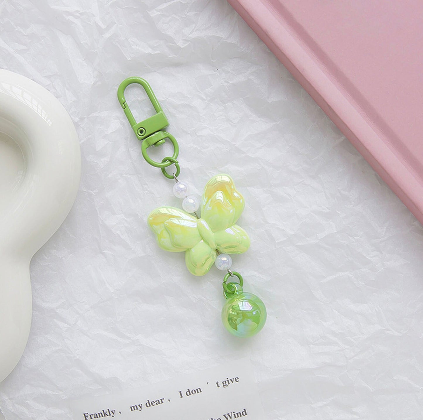 Cute Acrylic Iridescent Butterfly Themed Keychain, Key ring