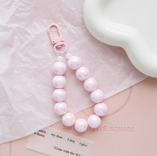 Simple Pearlescent Bead Strand Themed Keychain, Keyring, Lanyard, Phone Accessories